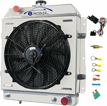 3 Row Core Aluminum Radiator Replacement for 1958 Chevrolet Chevy Impala Bel Air Biscayne All Aluminum Radiador with Shroud fan and Relay