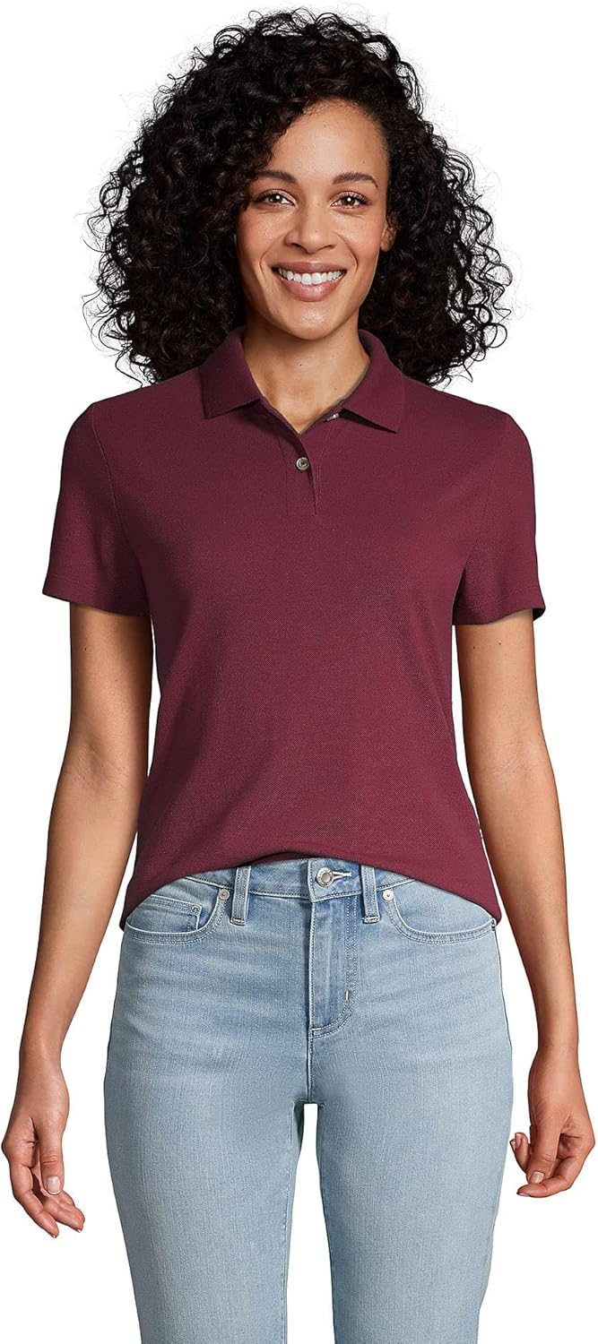 Lands' End Essentials Women's Short Sleeve Basic Mesh Polo Shirt - Cotton Blend Easy Care Breathable - Image 5