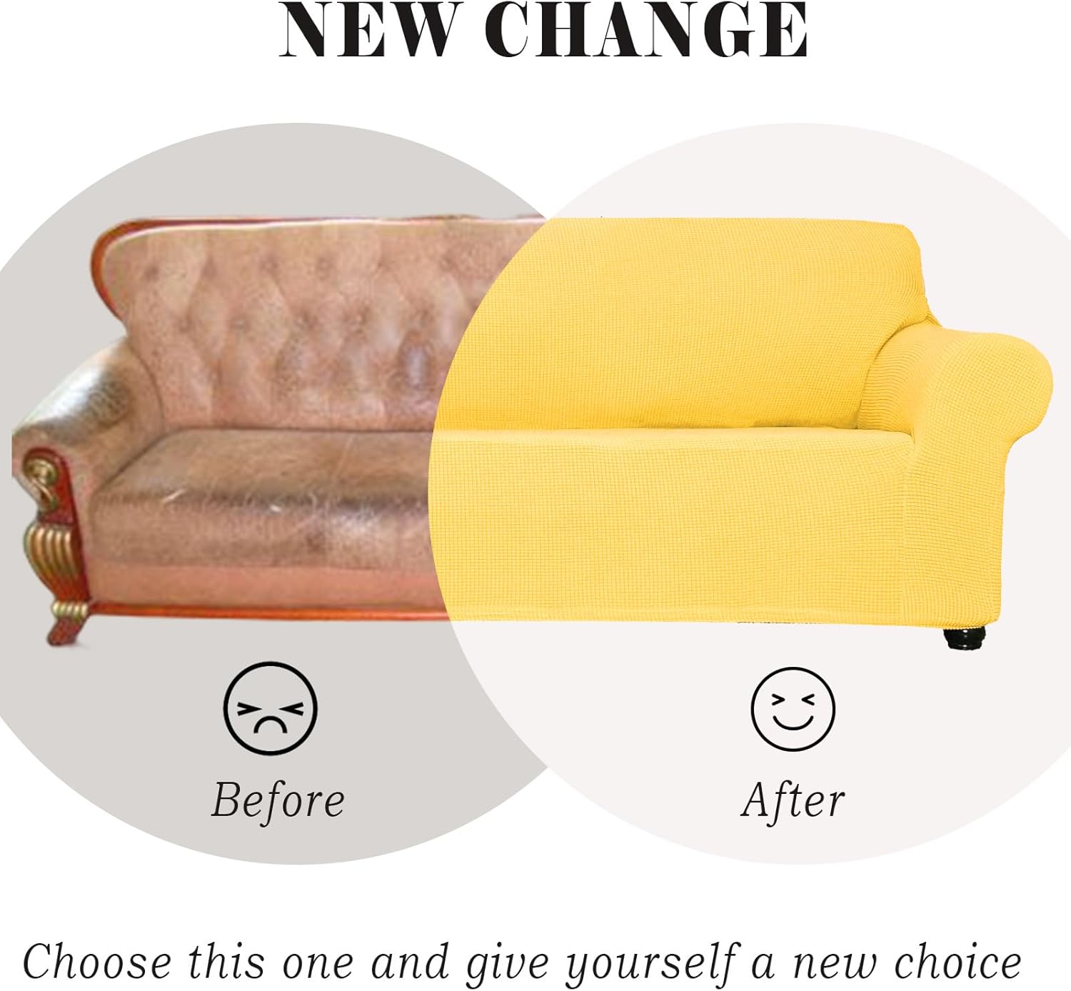 Qubjus Stretch Sofa Slipcover Single Soft Couch Covers Furniture Protector 1 Seater Breathable Washable Jacquard Fabric Small Checks with Elastic Bottom for Kids Pets (Yellow, Small) 4 71XfAAXW3ML. AC SL1500