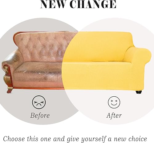 Miniatura 5 de Qubjus Funda Elástica para Sofá Cubierta Suave de Sofá Fundas para Sofá de 3 Cojines Protector de Muebles de Sofá Transpirable Lavable Tela Jacquard