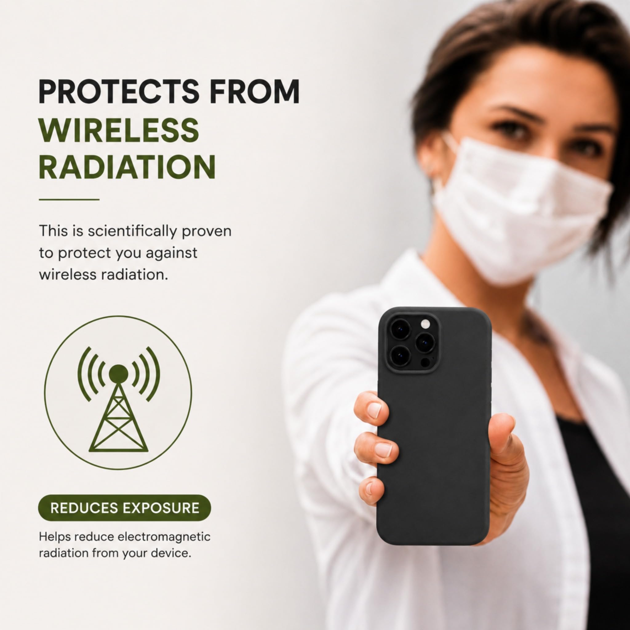 Funda de Silicona líquida antiradiación y protección EMF para iPhone, reducción de Escudo 5G, Cubierta Trasera Protectora Ligera (Negro, 15 Pro MAX)