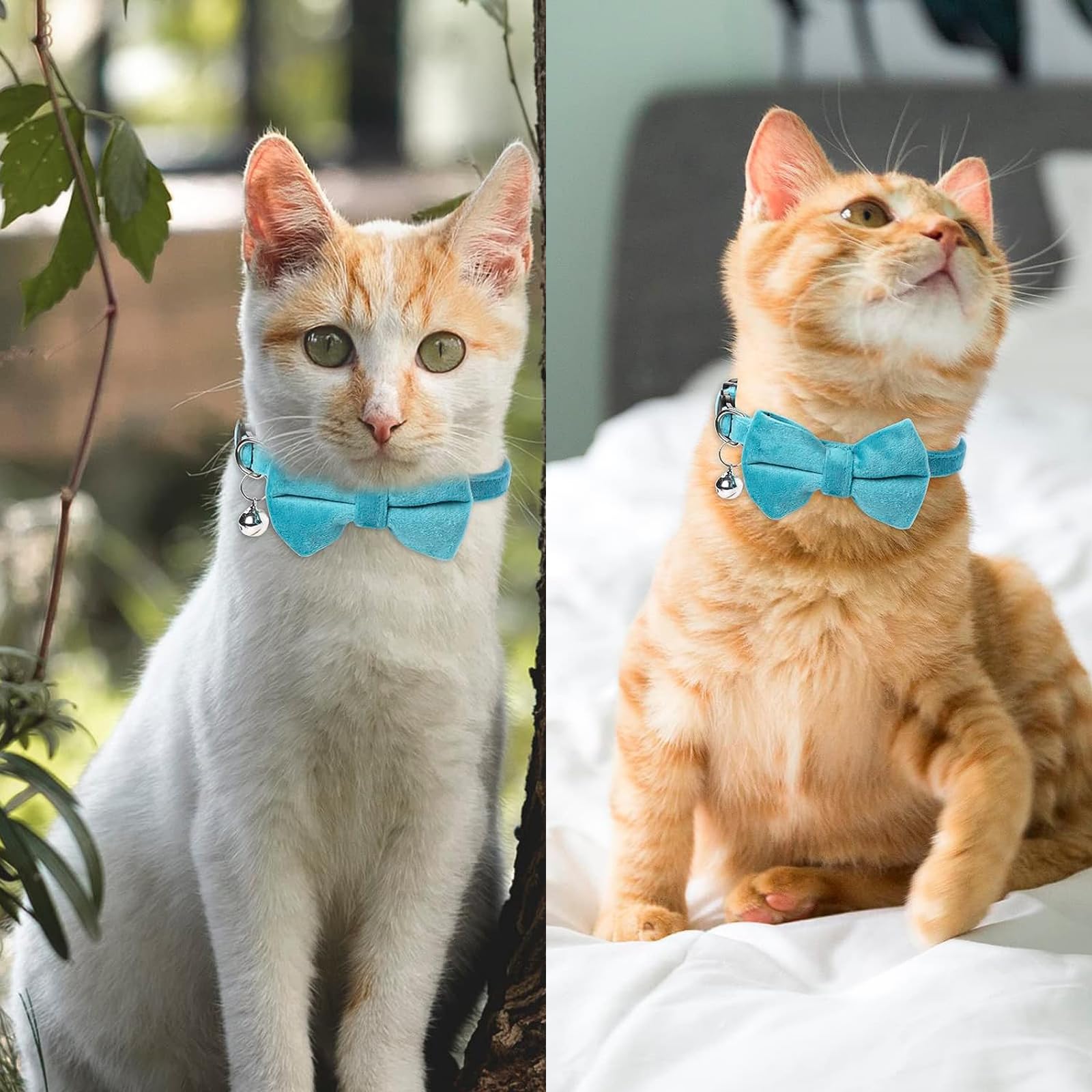 Katzenhalsbänder Mit Fliege & Glocke - 3 Stück Set, Verstellbar & Sicher