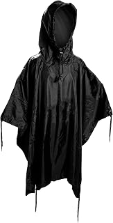 Mil-Tec Ripstop Wet Weather Poncho, Multi-Use Bivouac Sack, Emergency Shelter Tent (BLACK), Black, One Size
