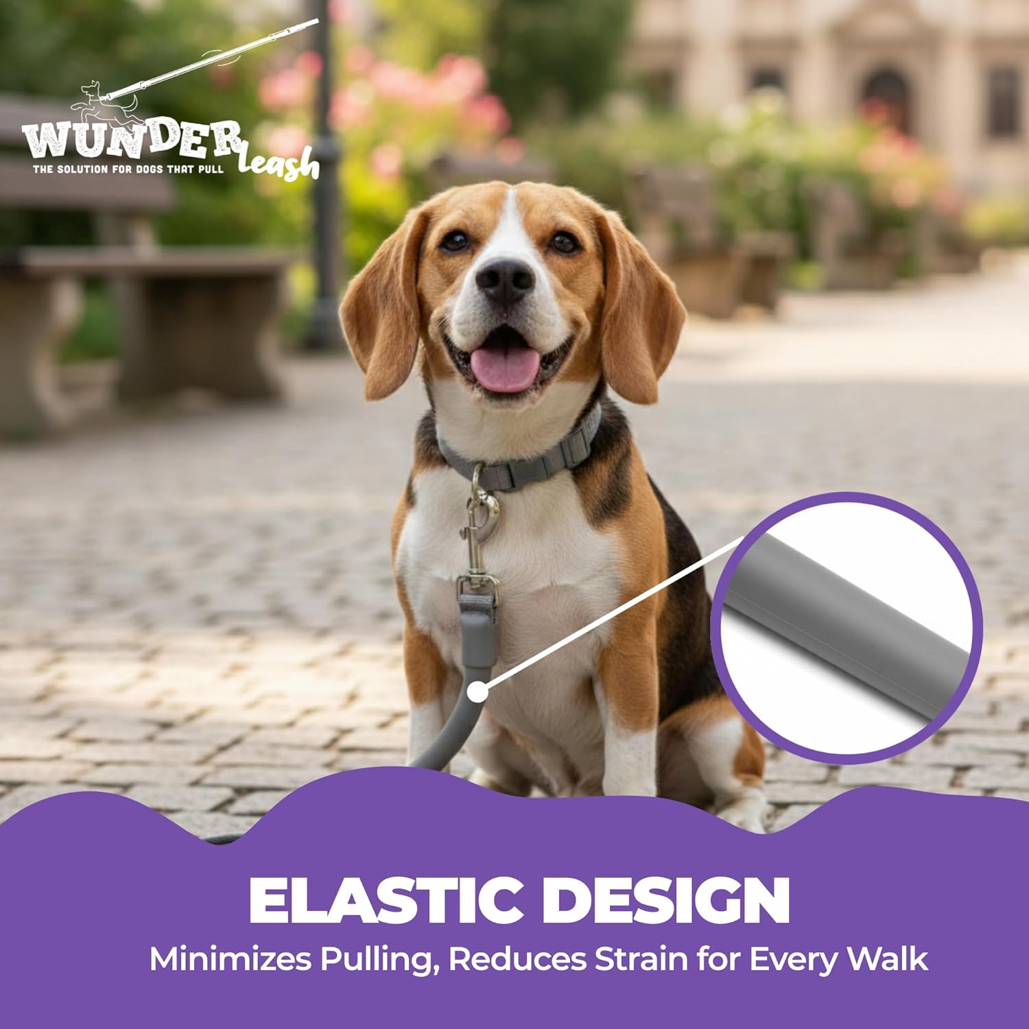 WACKYwalk’r Shorter No Pull Leash - URBANwalk'r Premium Shorter No Pull Tangle-Free 3–4.5 ft Dog Leash | Built-in Traffic Handle & Stretch Strong Pullers for City Walks, Silver, Small: up to 20 lbs.