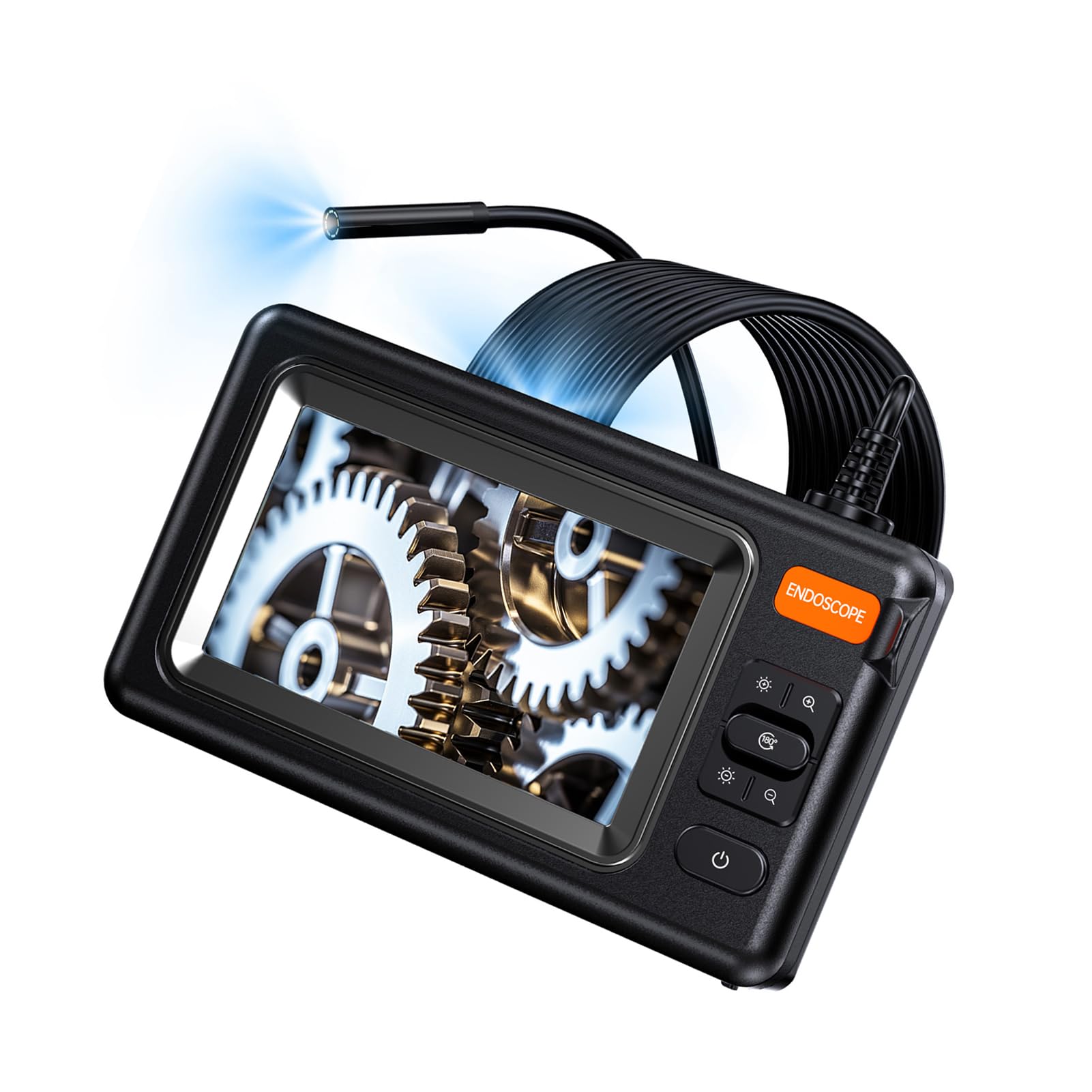 Cámara de inspección de alcantarillado Industrial 1080P con 6 Luces LED Pantalla HD IPS de 4,3 Pulgadas Monitor en Tiempo Real Cámara de tubería de endoscopio 5M Semi-Cable