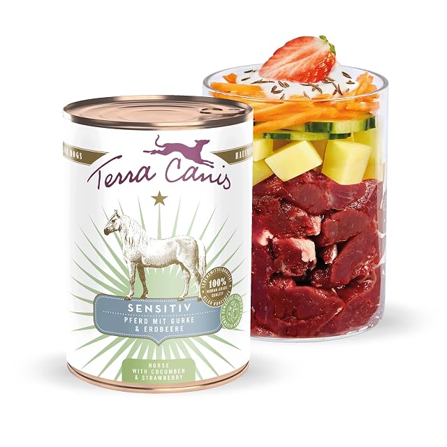 Terra Canis Caballo con Pepino y Fresa, Comida Sensitive para Perros, 400g