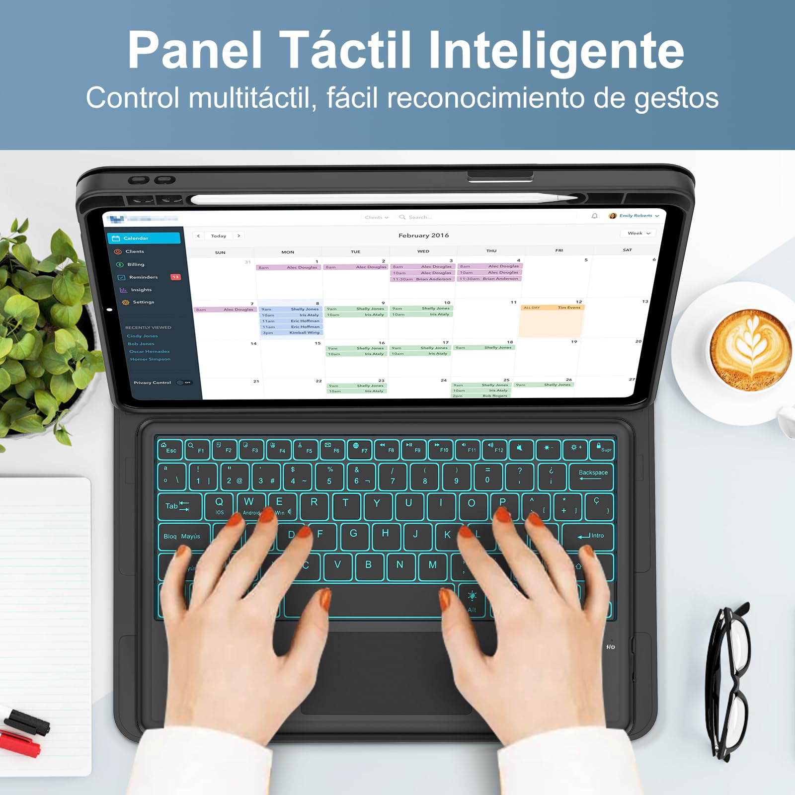 FOGARI Teclado con Touchpad para Redmi Pad Pro 12.1" 2024/Poco Pad 12.1" | Funda para Redmi Pad Pro 12.1 con Español Ñ Teclado Retroiluminado Desmontable con Trackpad para Xiaomi Redmi Pad Pro, Negro