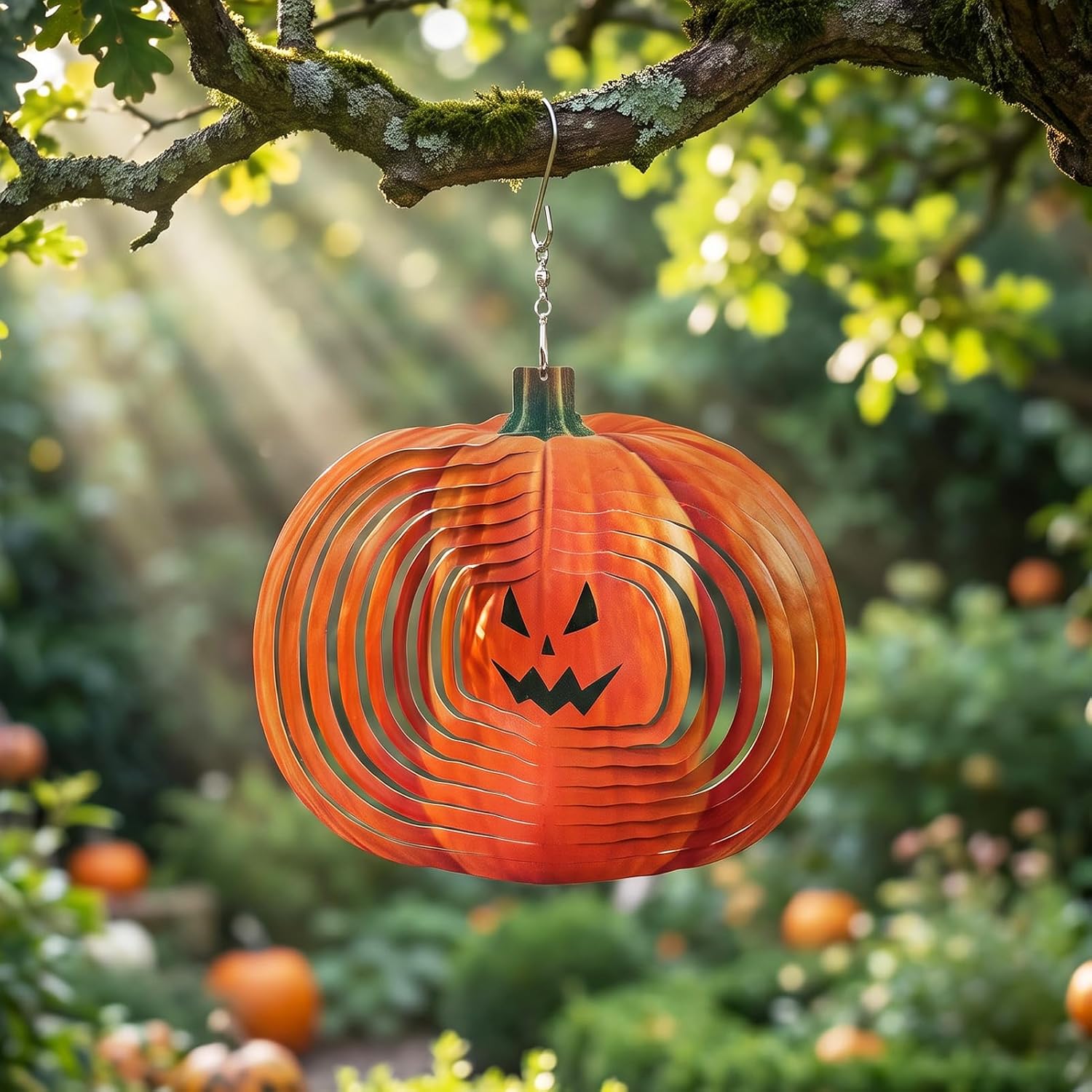 Halloween Pumpkin Wind Spinner, 11In Laser Cut Wind Spinners Outdoor
