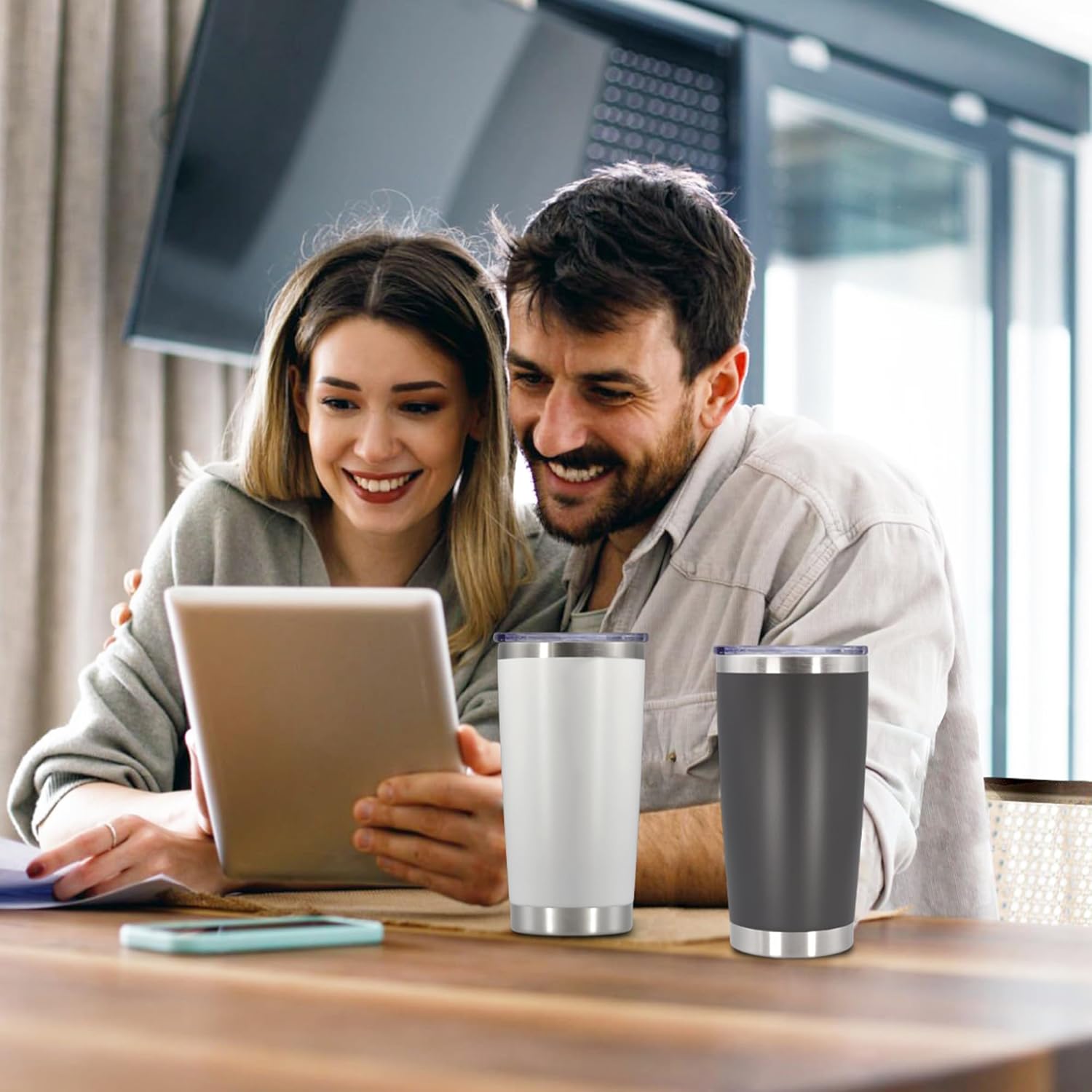 20 oz Tumbler with lid Double Wall Vacuum Insulated Tumblers Stainless Steel Coffee Mug Travel Coffee Tumbler Powder Coated Tumbler Cup Keep Hot&Cold - (Grey 1 Pack) - Image 8