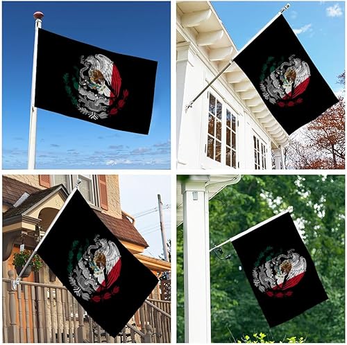 Miniatura 8 de Banderas negras de México de 3 x 5 pies, divertida pancarta para el hogar, patio, casa, jardín, fiestas, decoración interior y exterior, resistente