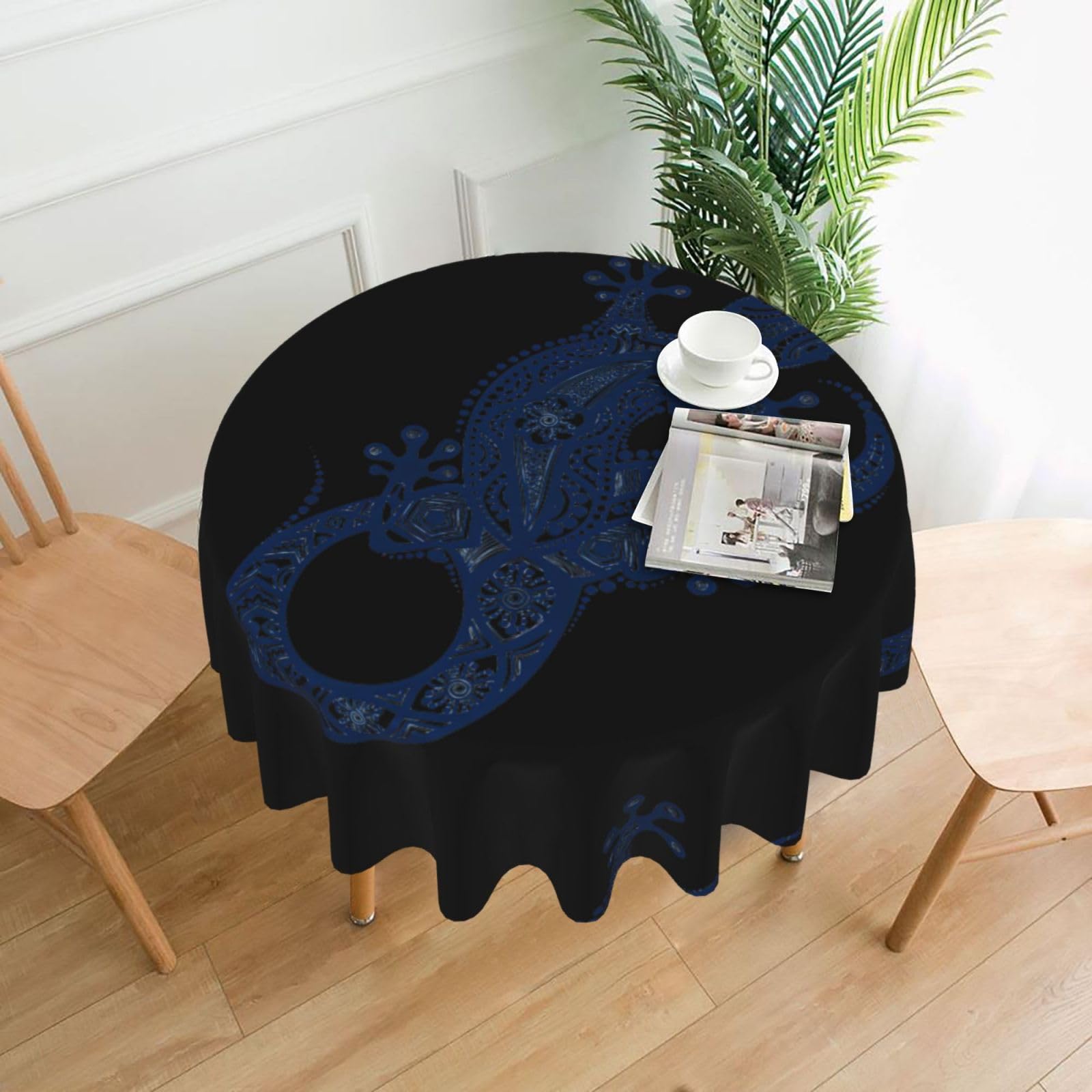 WHJSHOP Illustration gecko Prints Round Decorative Throw – 60in Stylish Table Cover for Dining, Parties & Outdoor Events