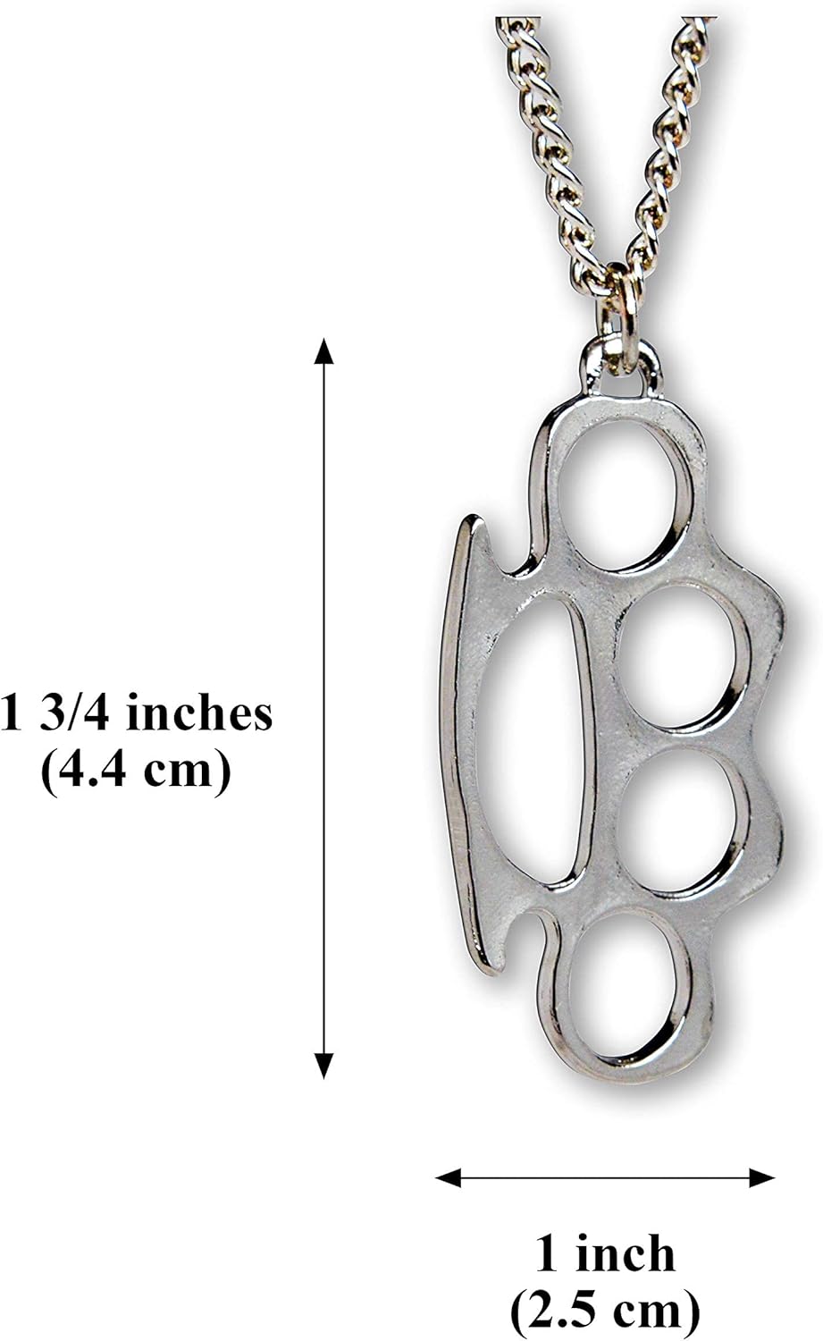 Real Metal Replica “Knucks Charm” Polished Silver Finish Pendant Necklace Twenty Inch Chain - Image 3
