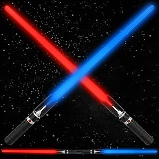 TOY Life 2 in 1 Light Up Saber Blue & Red 2 Pack for Kids, Expandable Light Up Sword for Kids, LED + FX Sound Lightsavers Dual, Light Up Toy, Dark Saber Galaxy Wars Saber