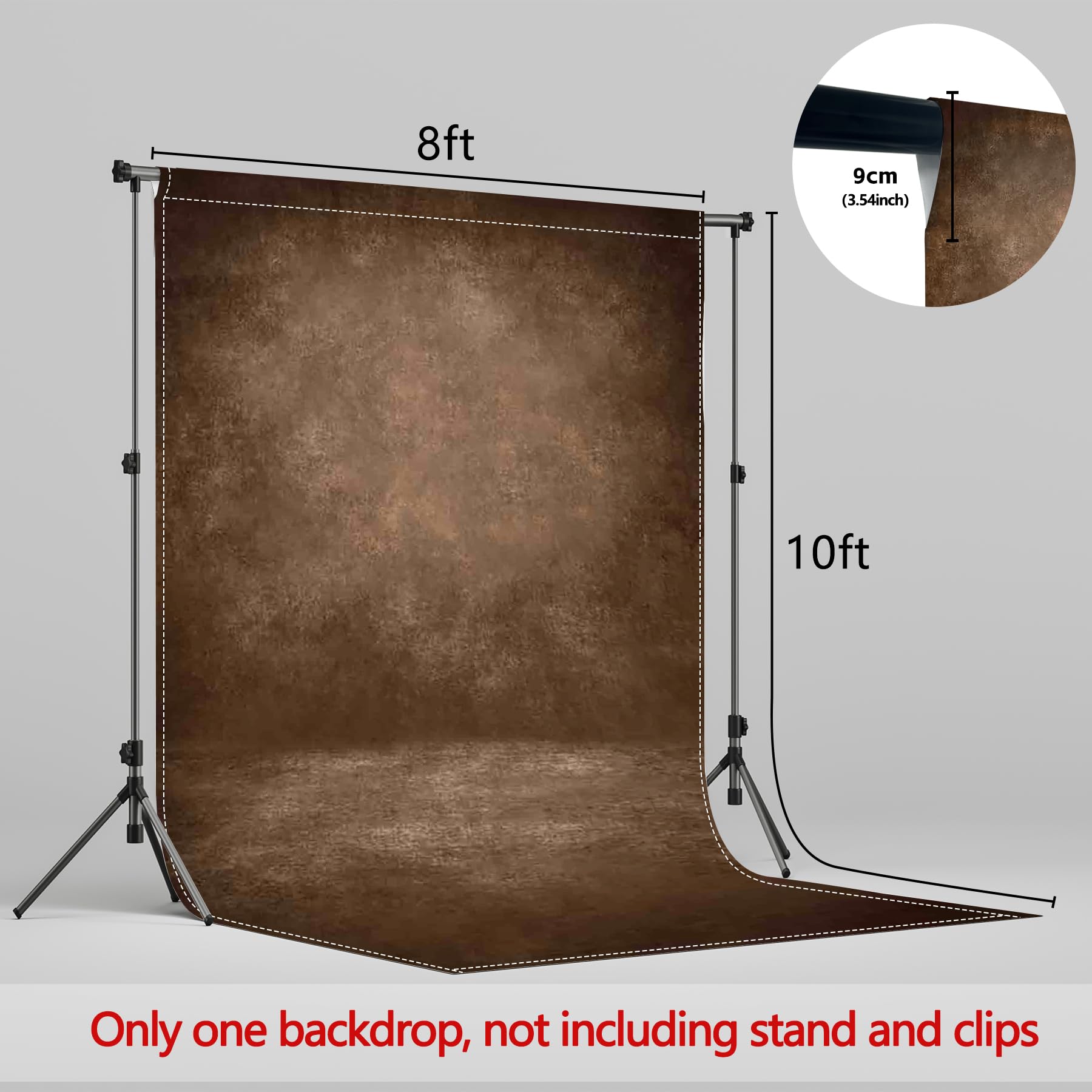 ZTHMOE 5x7ft Fabric Blue Abstract Texture Photography Backdrop (No Stand No Clips) Portrait Photoshoot Background Adult Newborn Child Headshot Photo Studio Props Booth Rod Pocket On Top: 8'x10' Brown