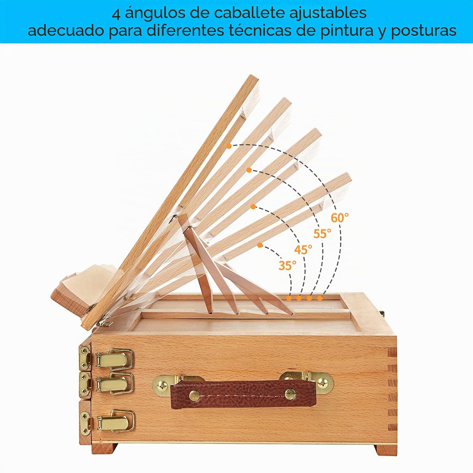 MEEDEN Caballete grande ajustable para mesa de artista, caja de almacenamiento multifunción de madera de haya maciza con 3 cajones para artistas, estudiantes de arte y principiantes