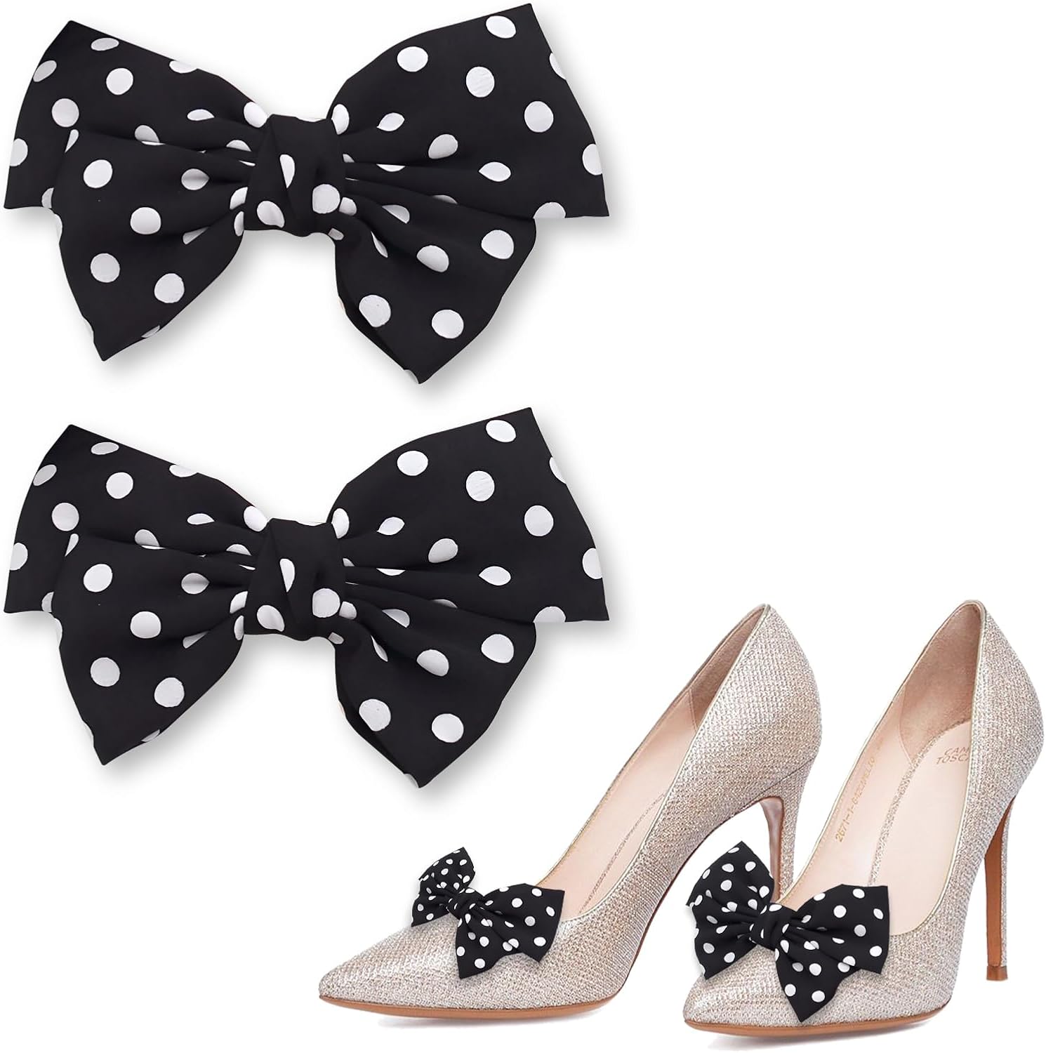 ASTIMESA 2 Pieces Satin Bow Shoe Clips, Detachable Big Shoe Charms Bow, Decorative Bow Shoe Buckle Decoration Accessories for Women High Heels Dress wedding