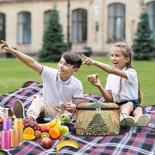 Miniatura 3 de Winter Christmas Theme Pattern Insulated Lunch Bag Women Reusable Lunch Tote Square Meal Bag for Adults Men Cooler Lunch Box for Work Travel Picnic