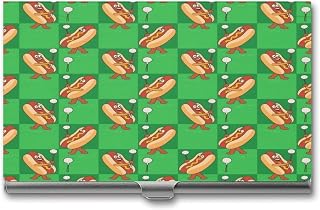 Hotdog Golf Green Funny Business Card Holders Slim Wallet for Men Women Aluminum Alloy Business Name Credit Card Case 3.7X2.2X0.3 In