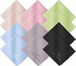 SmoTecQ 12 Pack Assorted Colors Microfiber Cleaning Cloths - Safe and Effective Cleans Lenses, Glasses, Screens, Cameras, ...