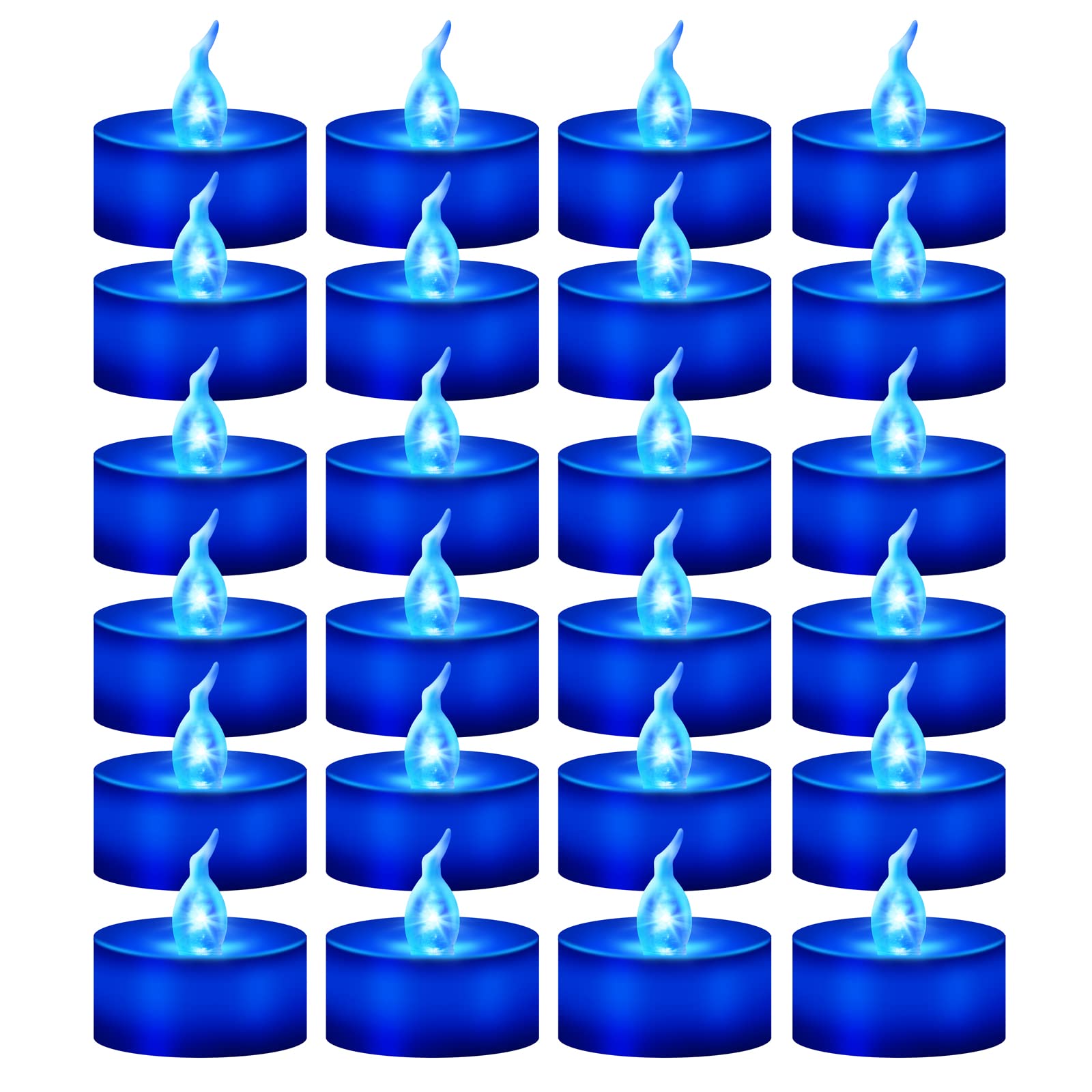 24 Pack Battery Operated Blue Flickering Flame LED Tea Lights