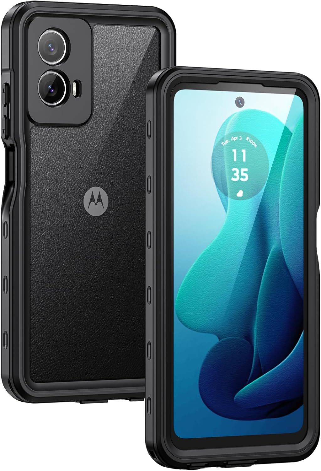 Lanhiem Motorola Moto G 5G 2024 Case, IP68 Waterproof Dustproof Shockproof Case with Built-in Screen Protector, Full Body Underwater Protective Cover for Moto G 5G Only, Black