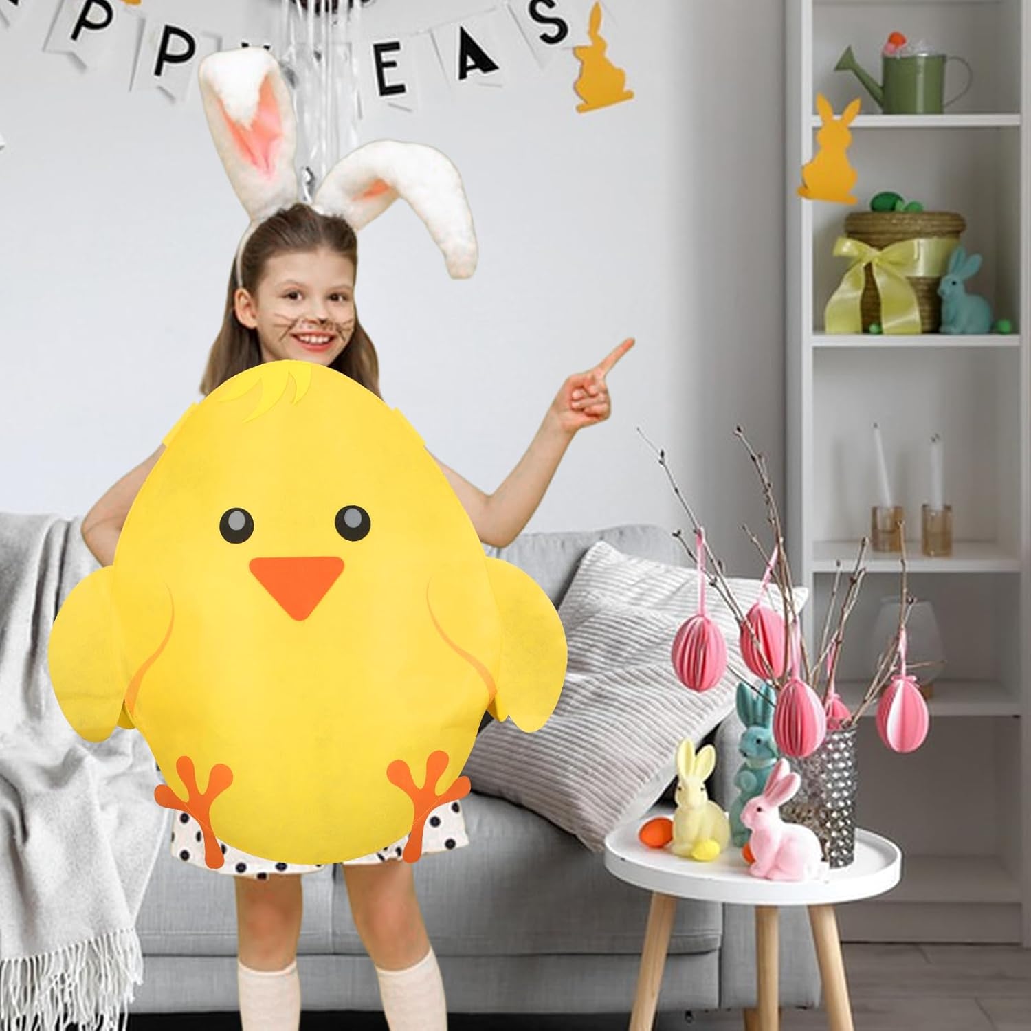 Easter Chick Costume Colorful Easter Chick Cosplay Clothing Costume Unisex Funny Easter Chick Outfit Egg Costume for Easter Day Yellow