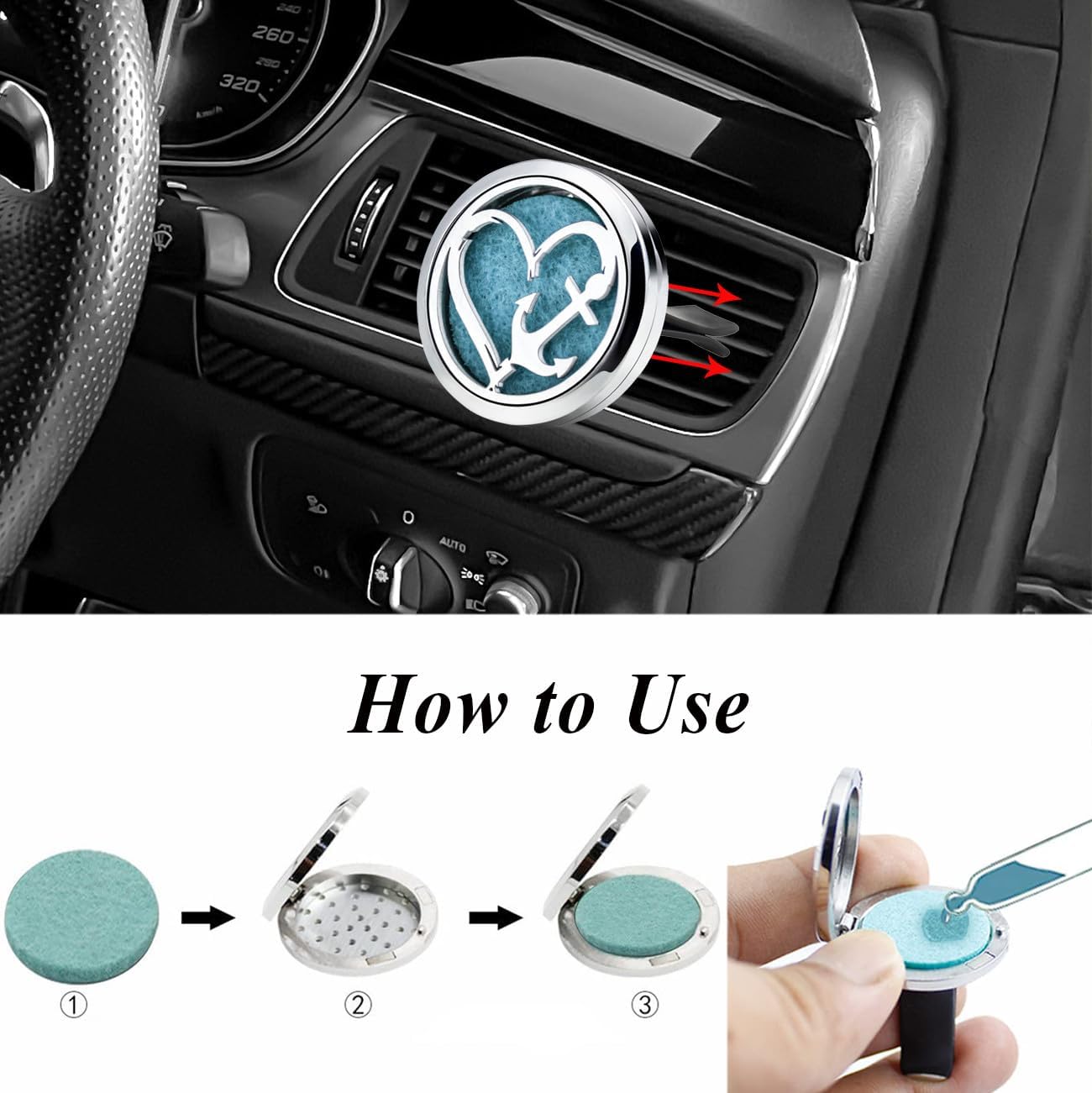 Love Anchor Car Diffuser Vent Clips Essential Oil Aromatherapy Car Diffuser Vent Clip Air Freshener Car Accessories for Women with 10 Refill Pads image 5