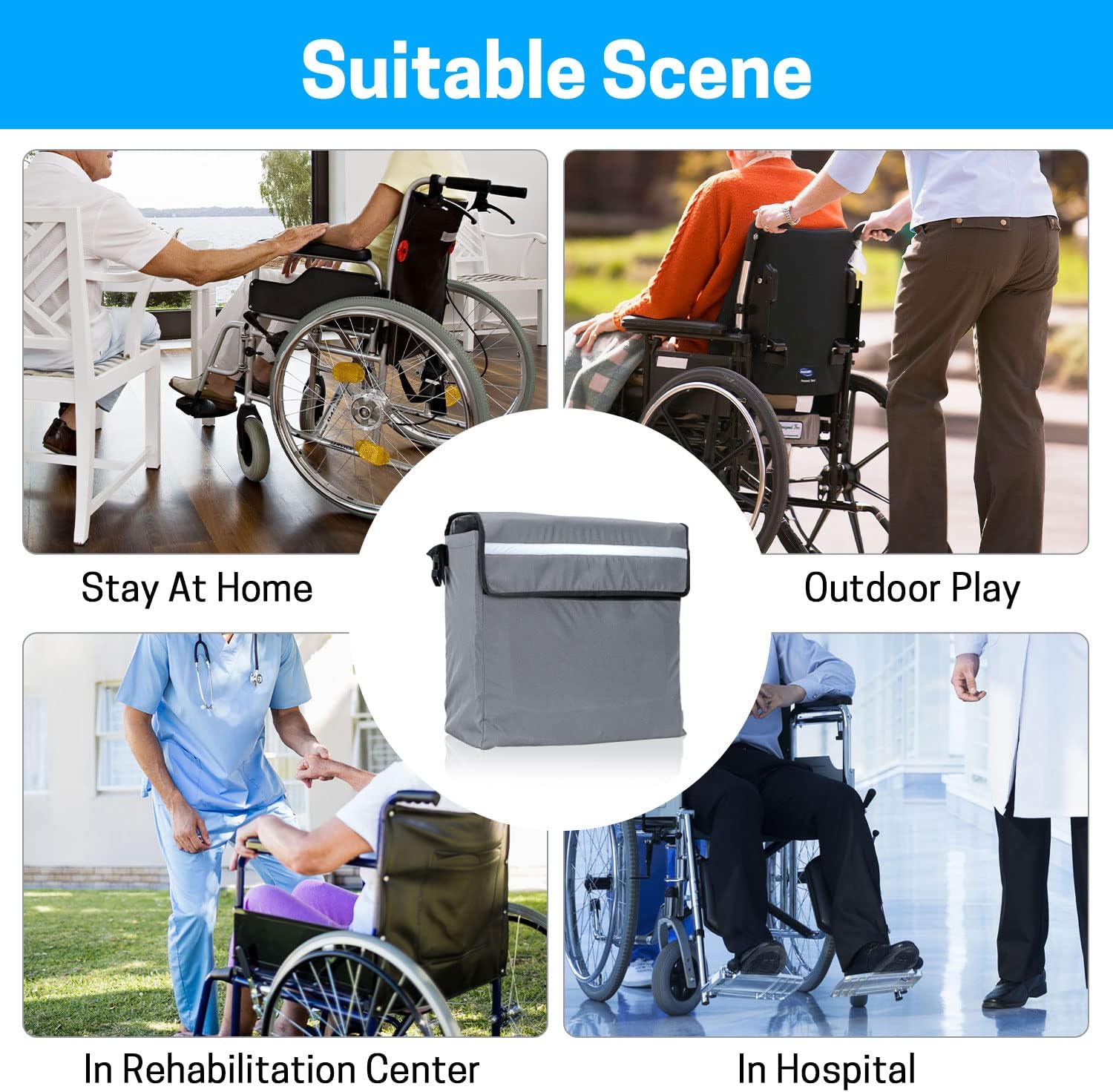 SWISSELITE Wheelchair Bag,Wheelchair Backpack Bag,Wheel Chair Storage Tote Accessory-Large Capacity with Reflective Stripe for Walker Rollator Wheelchair Transport Chair : Everything Else