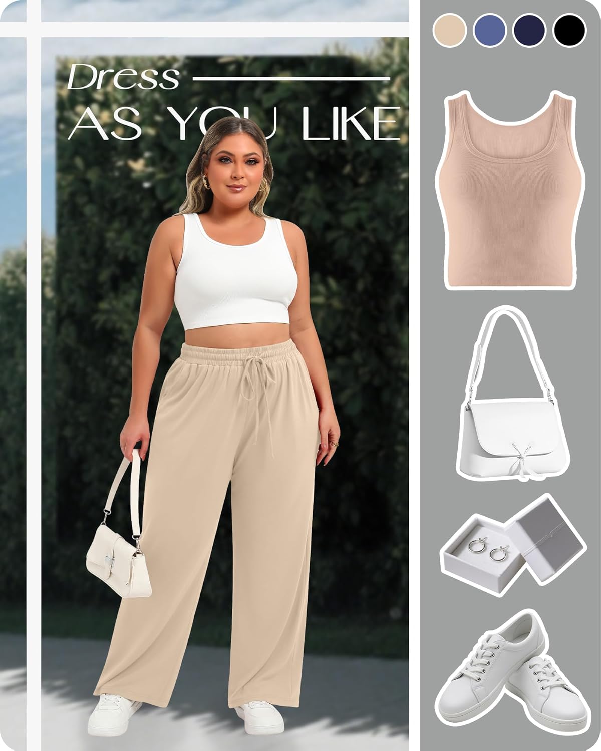 Neer 4 Pack Women's Plus Size Sweatpants Wide Leg Elastic Waist Lounge Yoga Pants Loose Fit Drawstring Jogger with Pockets