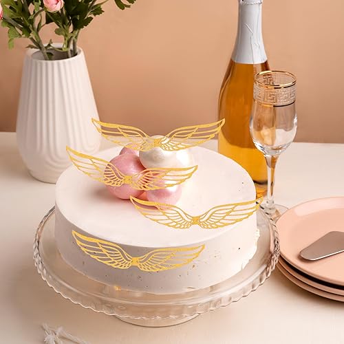 Miniatura 7 de 50 piezas de decoración de chocolate para fiesta de mago, alas doradas de Snitch decoración de chocolate, alas de snitch con 50 puntos de pegamento,