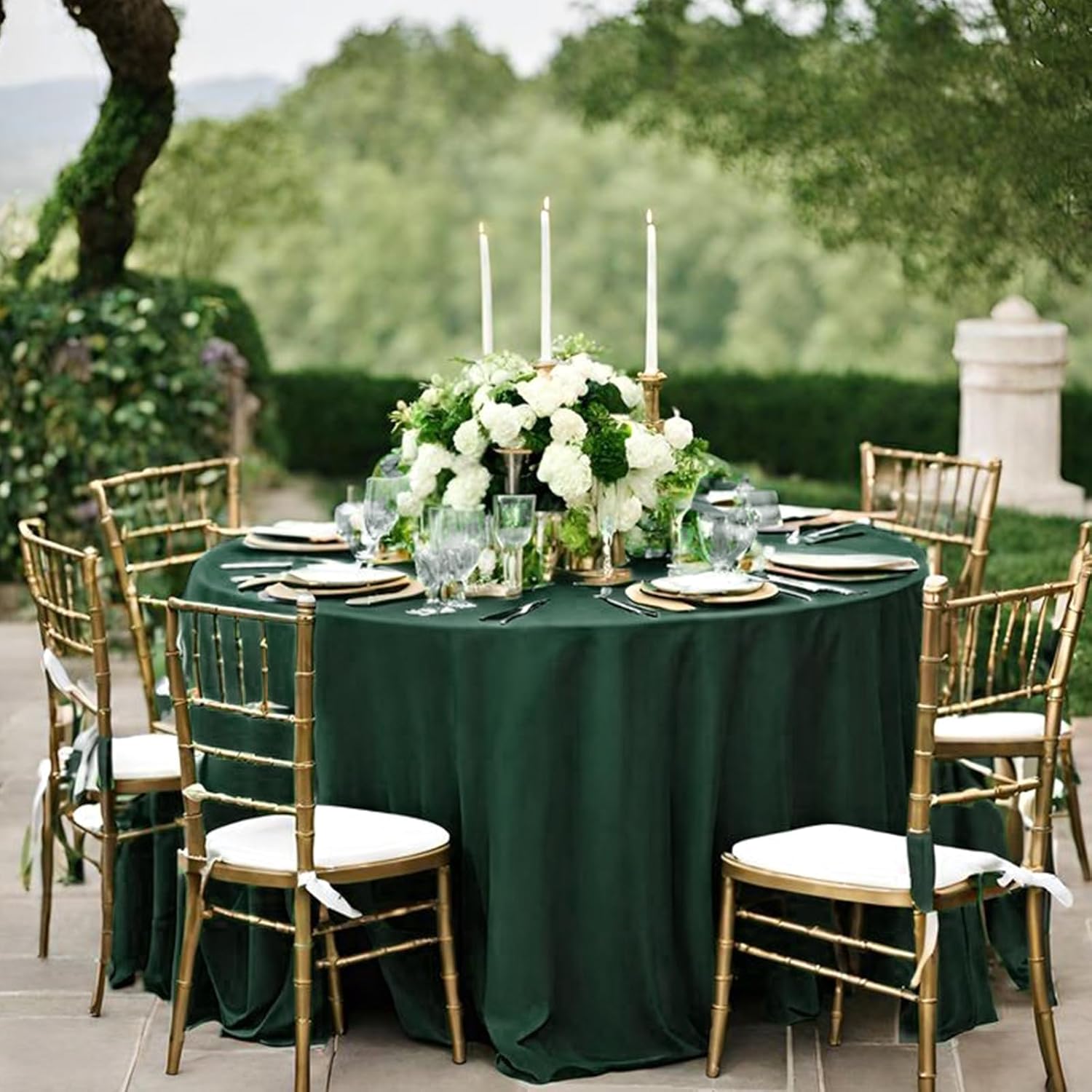 10 Pack Hunter Green Round Tablecloths 90 Inch, Polyester Round Table Cloth Circle Bulk Linen Washable Table Cloth Stain and Wrinkle Resistant Circle Table Cover for Wedding Party Dining Banquet
