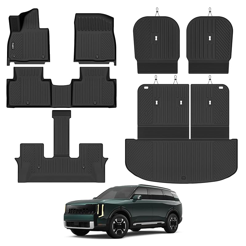 Tapetes automotivos Bingoliner em TPE para Kia Telluride 2027 a gasolina, 7 lugares com bancos individuais, preto