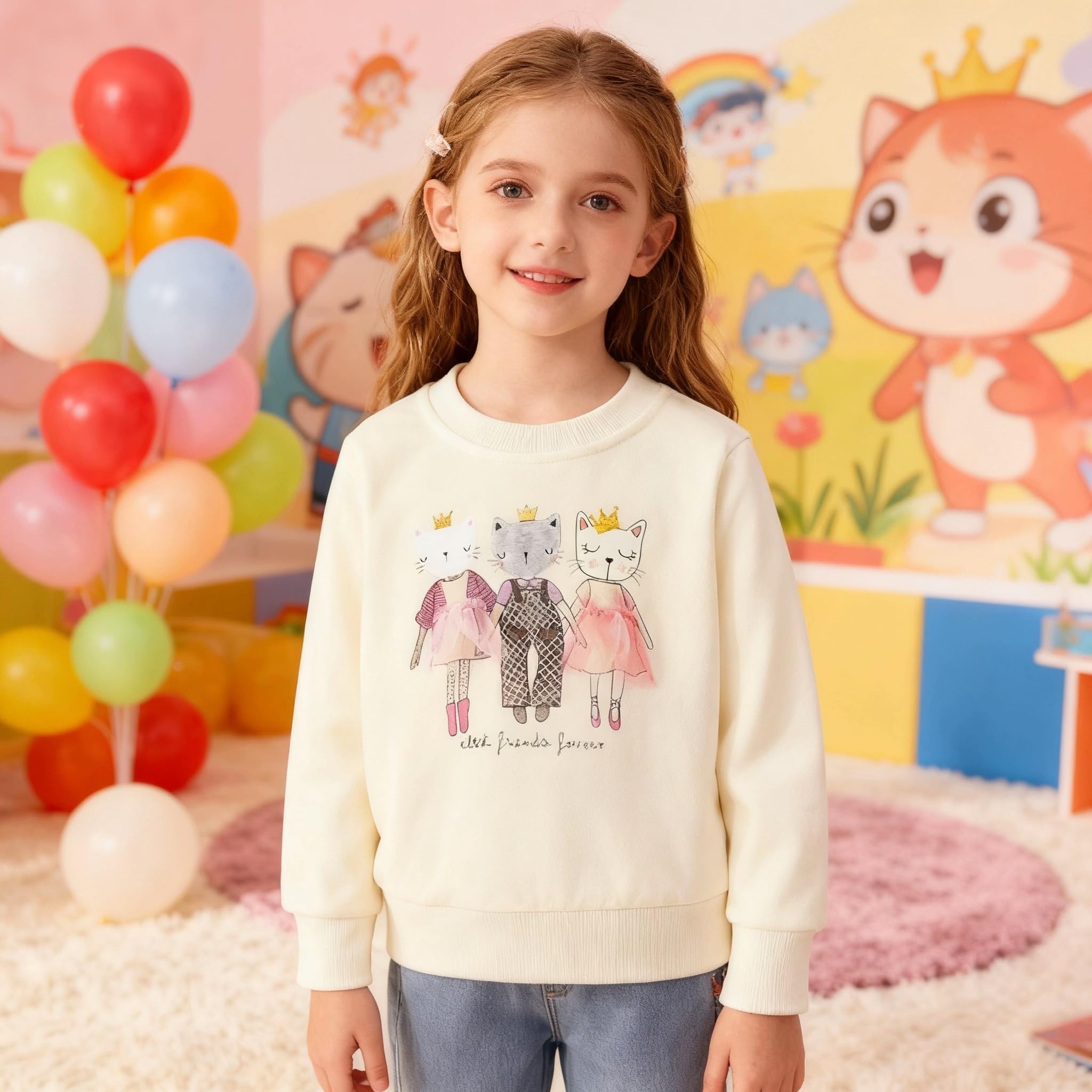 Sudaderas Niña Unicornio Algodón Pullover Cuello Redondo Sweatshirt 2-9 Años