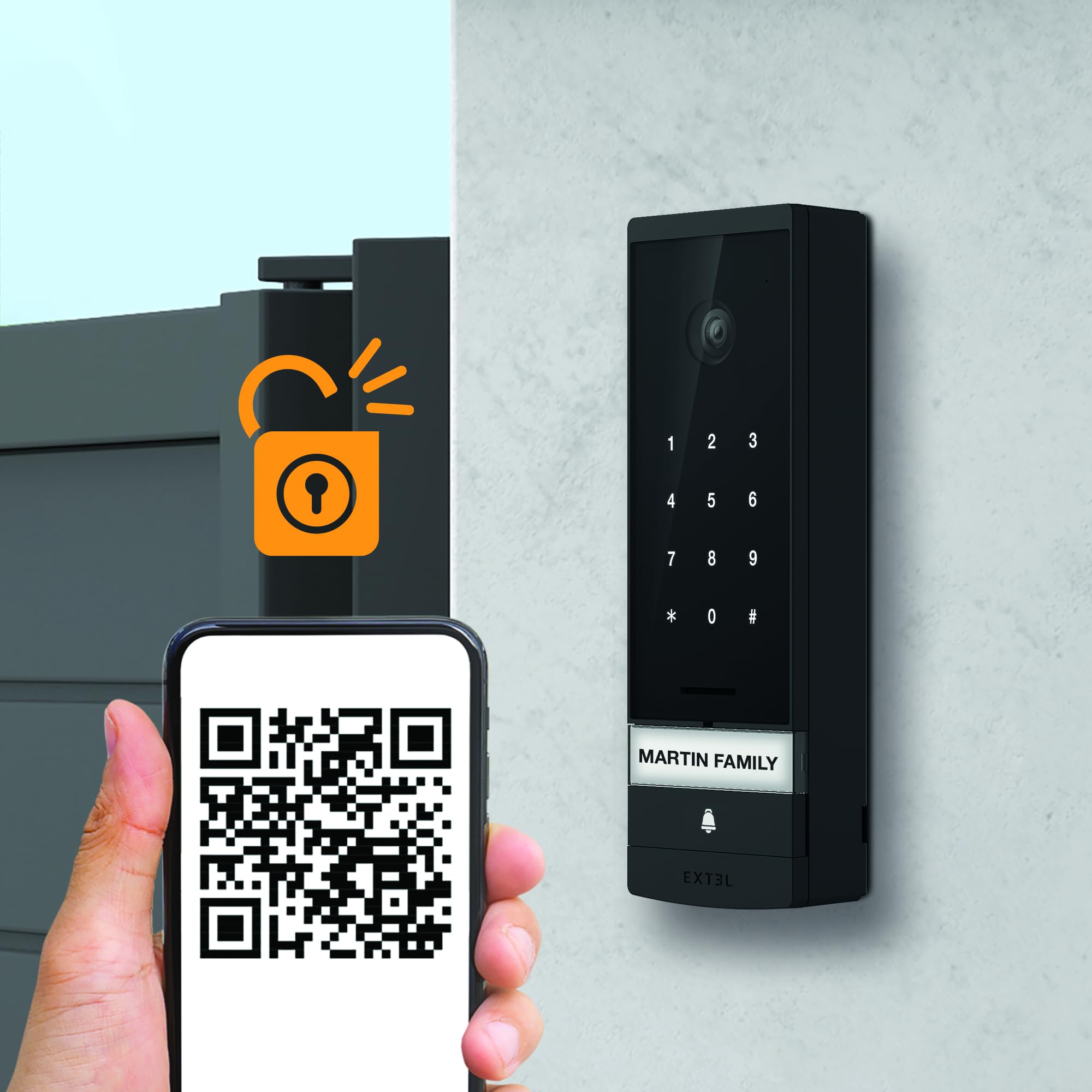 EXTEL Video-Türsprechanlage, Open 3K, 2-Draht, Tastatur, App