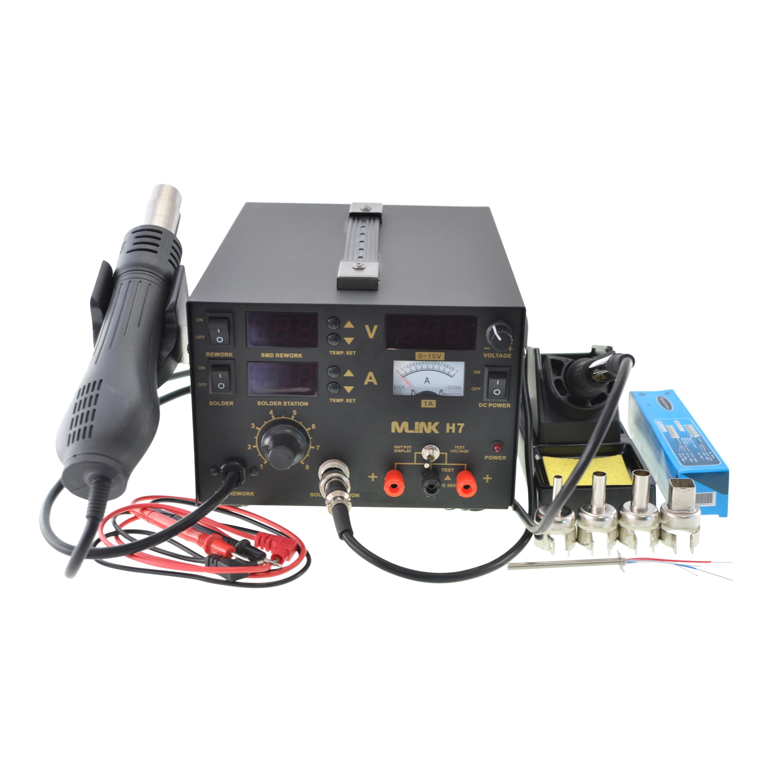 Mlink H7 Estación de Soldadura 3 en 1 con Aire Caliente y Fuente DC 800W Pantalla LED 10 Puntas