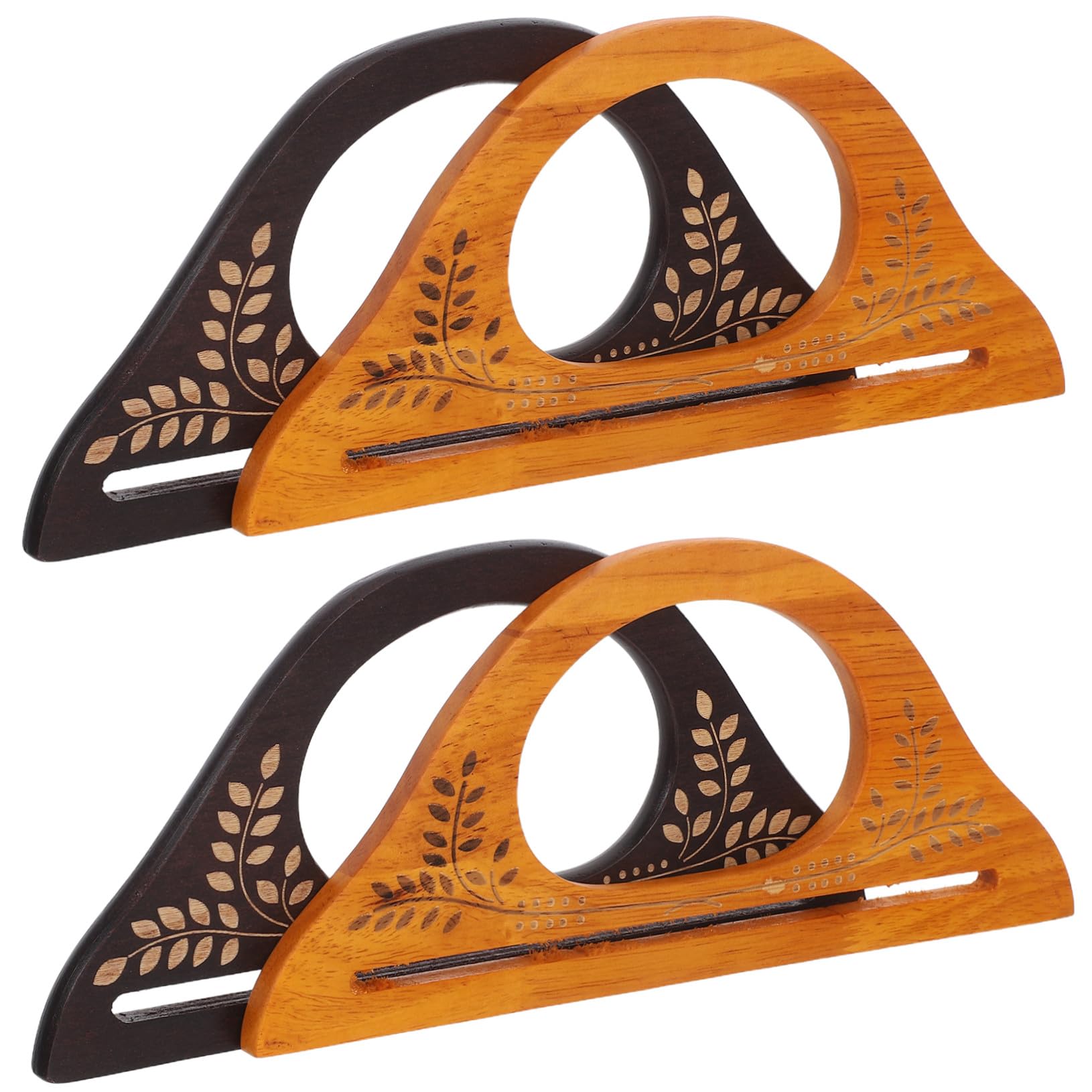 Housoutil 4 Piezas Mangos de Madera para Bolsos con Diseño D Asas Resistentes para Bolsos de Crochet y Costura Accesorios de Repuesto Mango Artesanal Decorativo