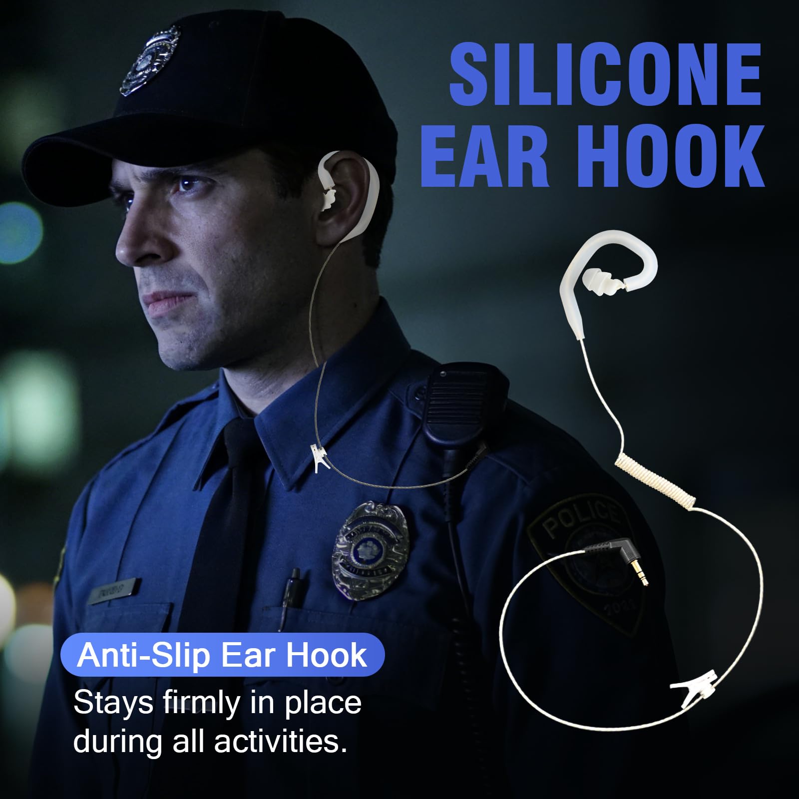Auricolare con connettore da 3,5 mm per walkie talkie microfono da spalla, Flexo Dynamic, Covert High Definition, orecchio singolo