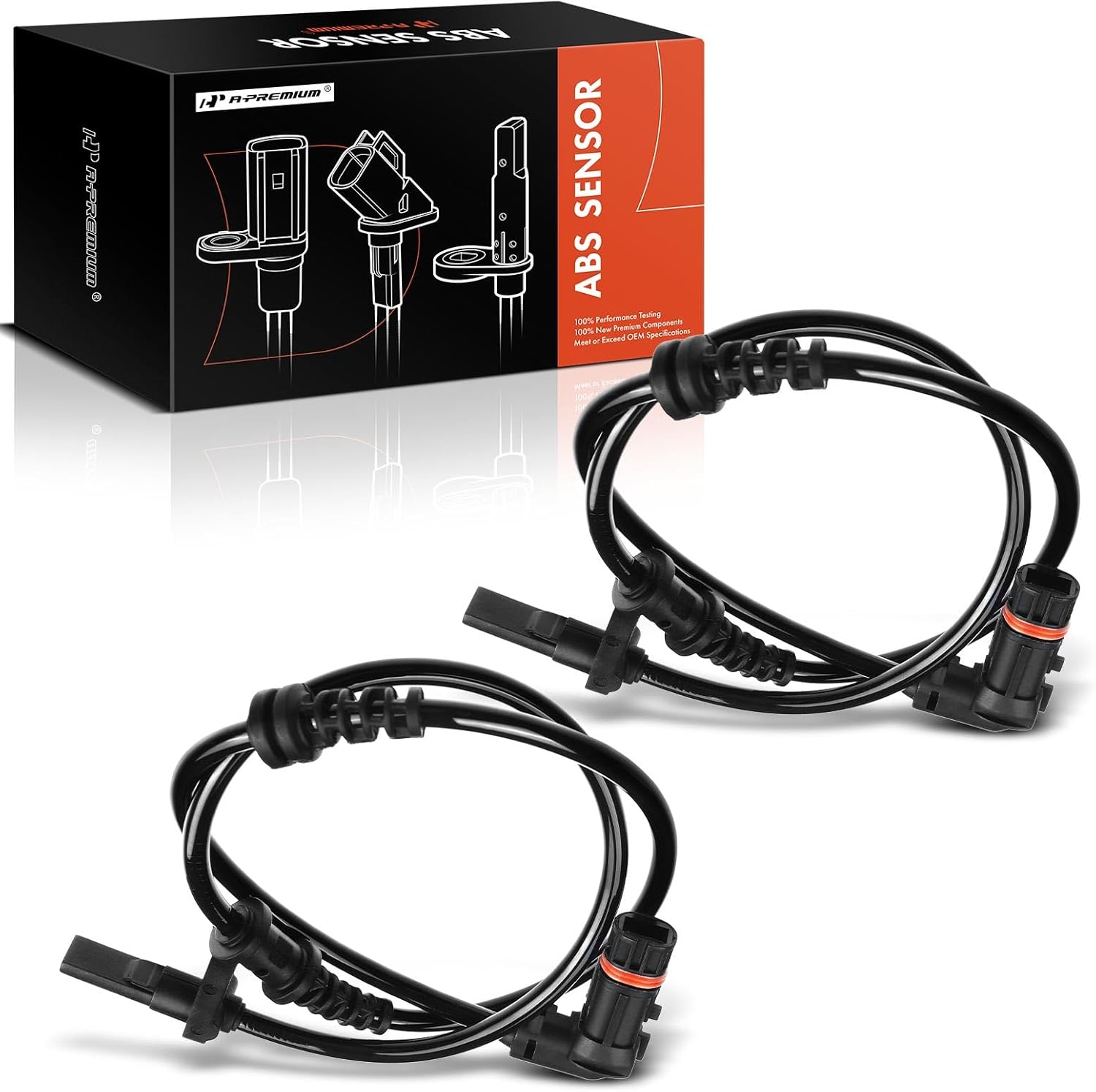 A-Premium ABS Wheel Speed Sensor Compatible with Mercedes-Benz Models - B200 2006 2007 2008 2009 2010 2011 - Front Driver and Passenger, (2-PC Set), Replace# 1695401417, 1695401117