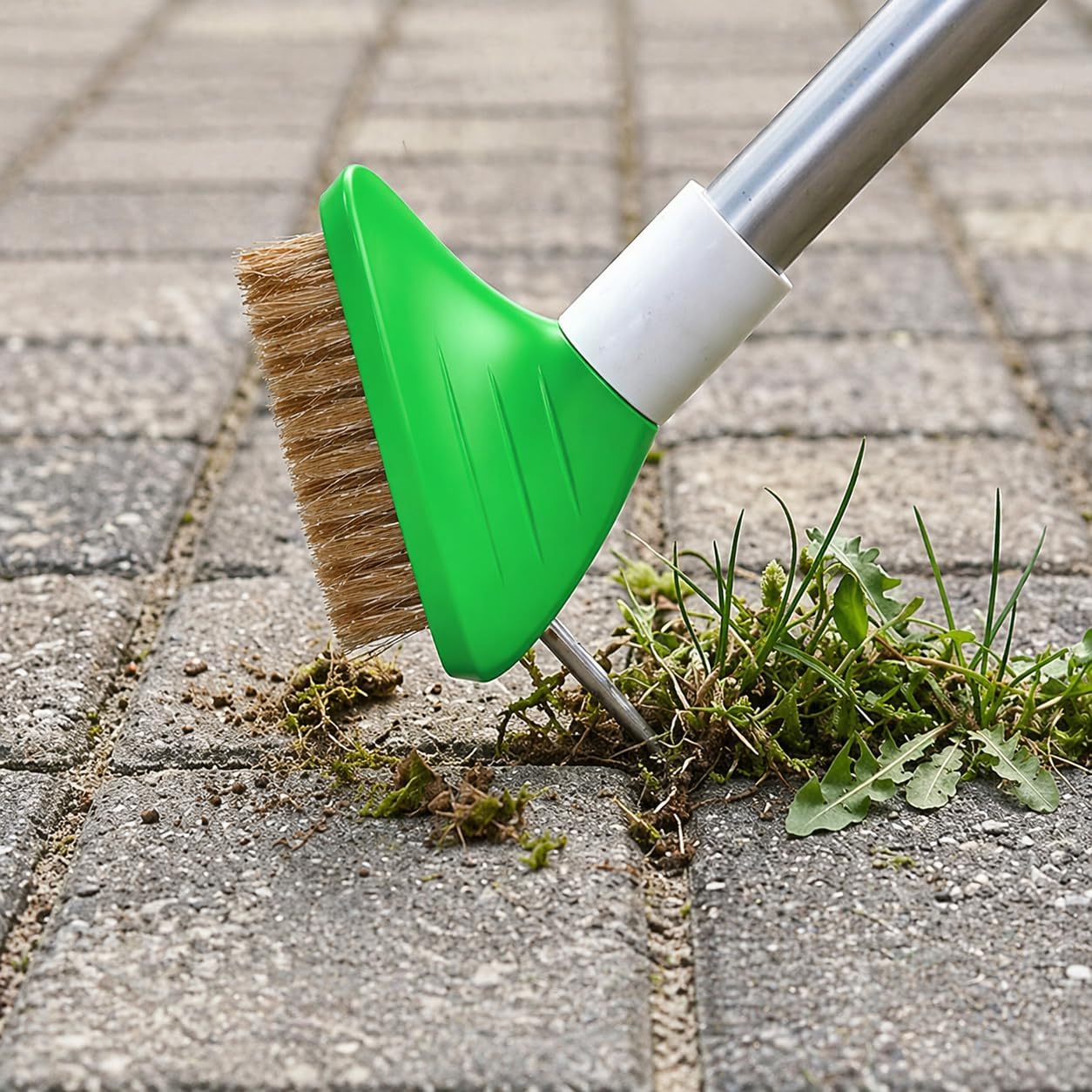 3 in 1 Crack Weeder Tool, Long Handle Moss Remover, Stainless Steel Manual Crevice Weeding Tool, Adjustable Manual Weeder Puller for Sidewalk Garden Patio Lawn Driveway