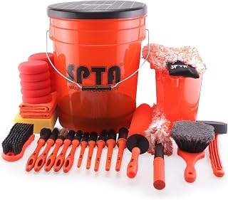 33Pcs Car Wash Bucket Set, 20L Scratch Free Detailing Bucket with Car Wash Filter Wash Mitt Sponge Towels Tire Detailing Brush Set, Exterior Interior Car Detailing Set, Complete Car Care Tools