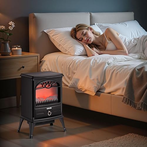 Miniatura 8 de VEVOR Chimeneas independientes de 22.8 pulgadas, calentador eléctrico portátil de 1500 W, 5120 BTU, con protección contra sobrecalentamiento, llamas