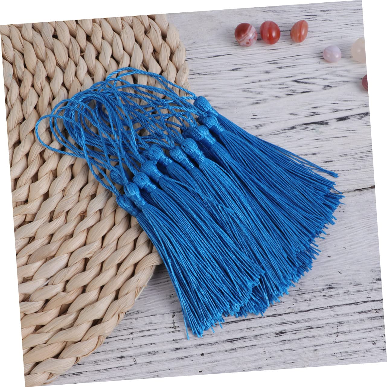 SEWACC 20 Stück Blaue Quasten aus Polyester Dekorative und Einfach Anzubringende Ohrringquasten für Armbänder und Selbstgemacht Projekte Wie Schlüsselanhänger