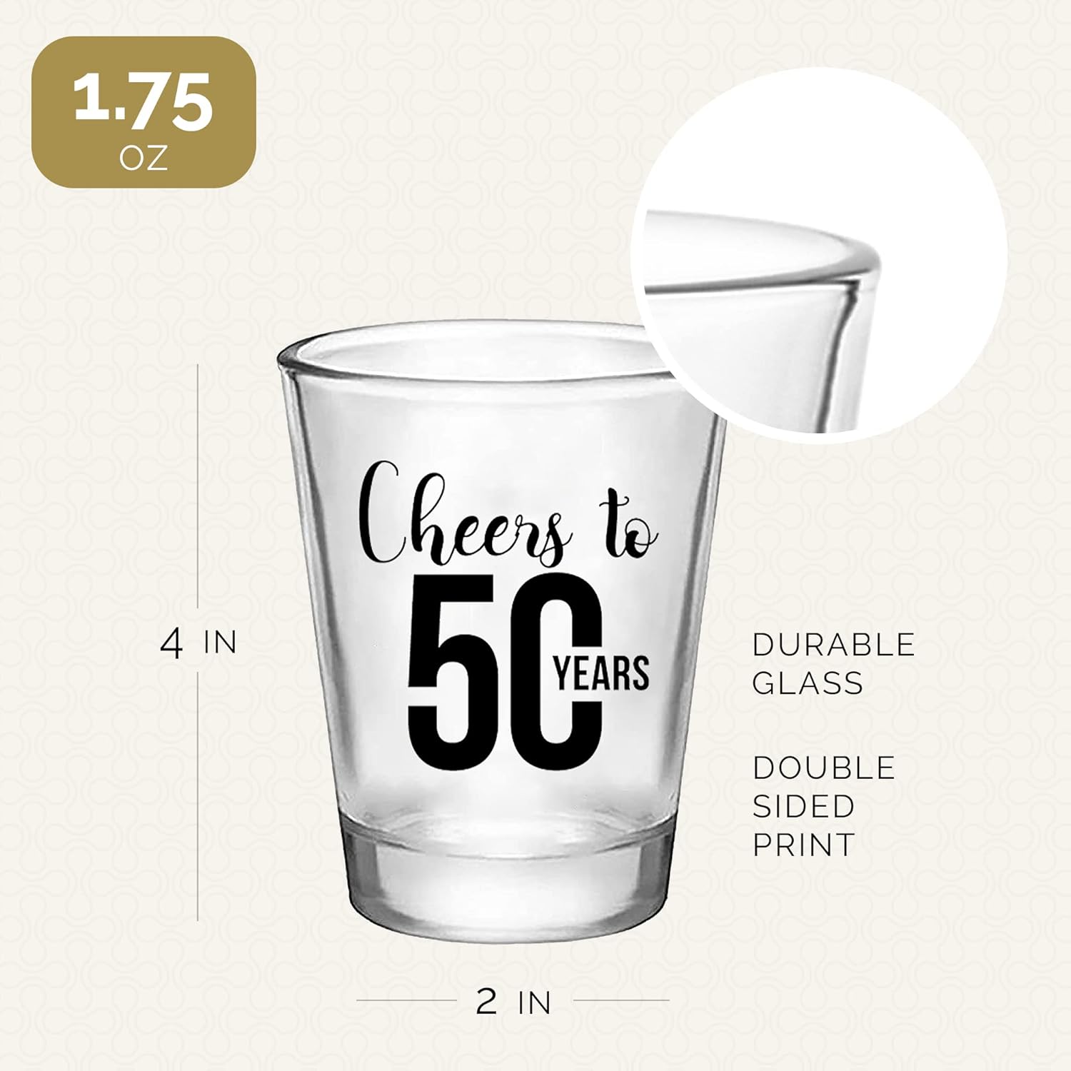 Cheers to 50 Years Shot Glasses – 12 PCS, 1.75oz Each, 50th Birthday Decorations for Men and Women, 50th Birthday Party Favors For Guests, Wedding Anniversary Party Favors