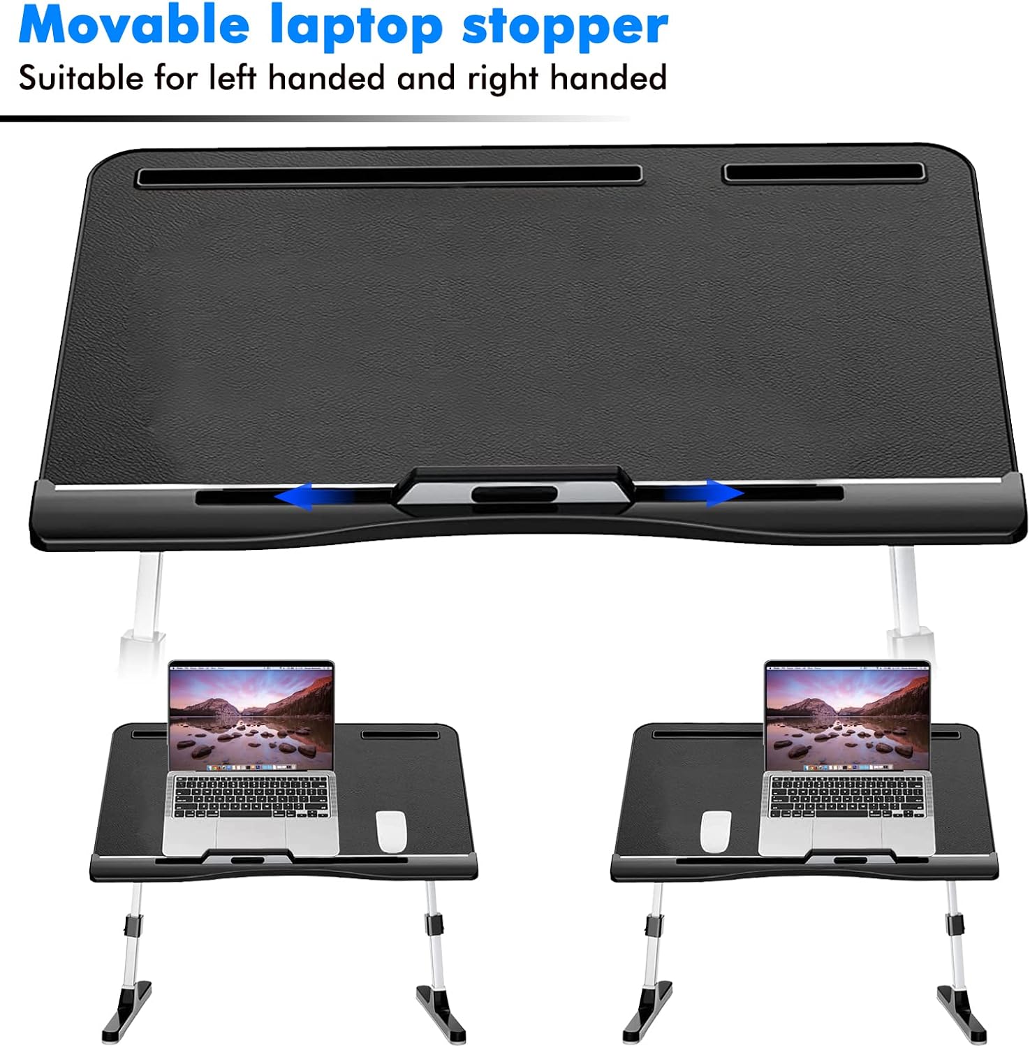 Laptop Bed Tray Table, Adjustable Foldable Bed Desk for Laptop with Storage Drawer Phone Holde for Eating, Working, Writing, Drawing - Fits Up to 17" Laptops (Black)