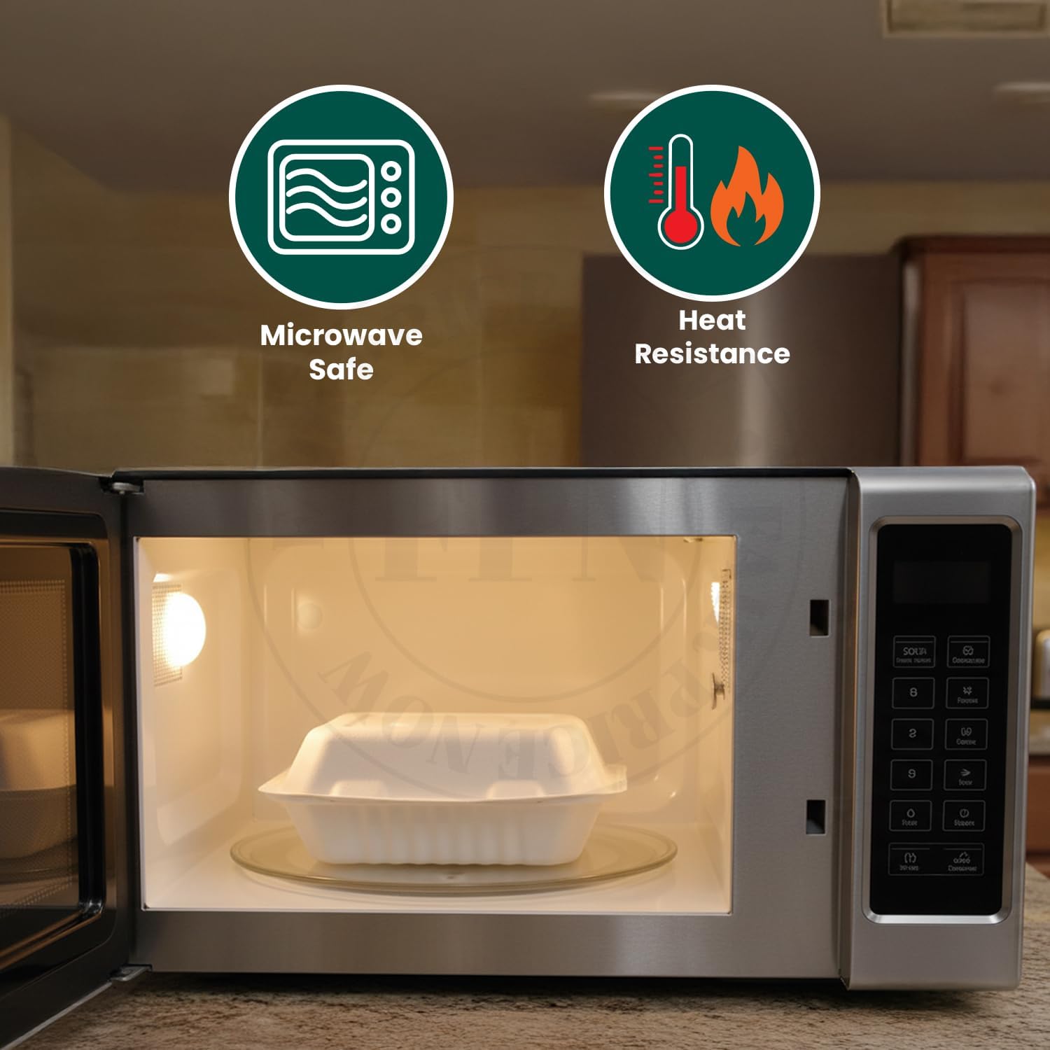 FPN Paper Clamshell Takeout Boxes 9X9, 150 Ct – Biodegradable Paper To Go Containers, Microwave Safe Disposable Lunch To Go Boxes for Restaurants, Catering, Meals