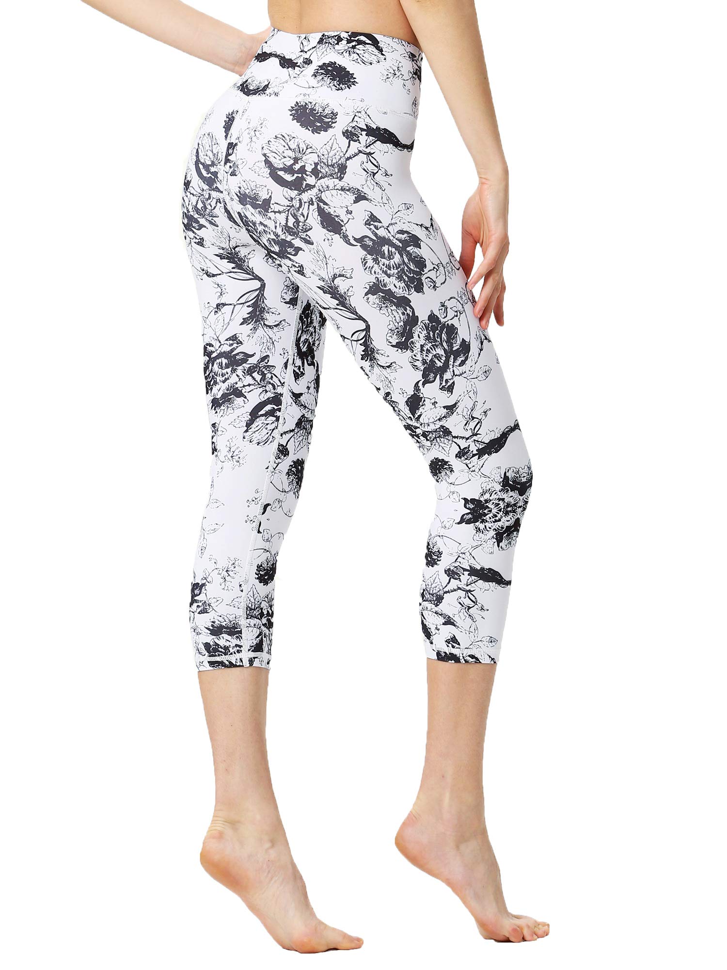 FLYILY Leggings da Donna per Yoga Corsa Allenamento Controllo Pancia Pantaloni 3/4 Fitness Pantaloni da Sportivi