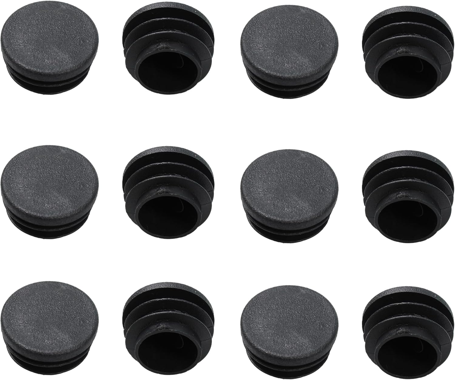 PDETVEO 12 PCS 1 Inch Round Plastic End Caps, Black Chair Leg Plugs ...