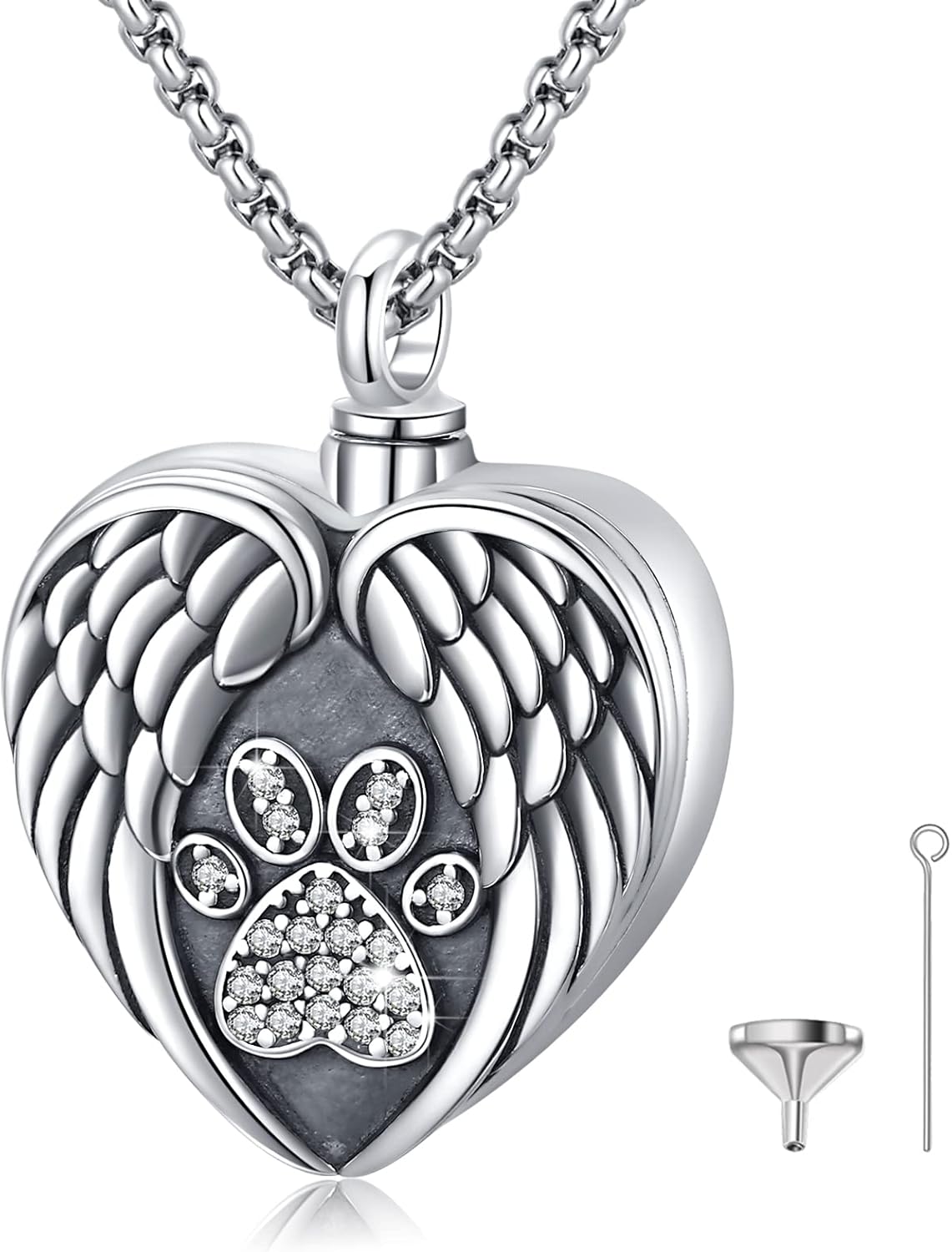 Eusense Cremation Jewelry for Ashes Urn Necklace to Put Ashes In 925 Sterling Silver Memorial Pendant Heart Urn Necklaces for Ashes Necklace for Women Men