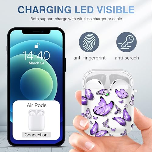 Vista 293 de Maxjoy for AirPods 2nd Generation Case, Unique Design Hard Protective Shockproof Airpods Case Cover with Keychain Compatible with Apple AirPods Sea