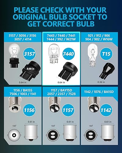 Miniatura 8 de Yorkim Bombilla LED 7440 de luces rojas brillantes, bombillas LED T20, bombillas LED 7443, bombillas LED 7441, luces LED W21W, 7444 bombillas, para